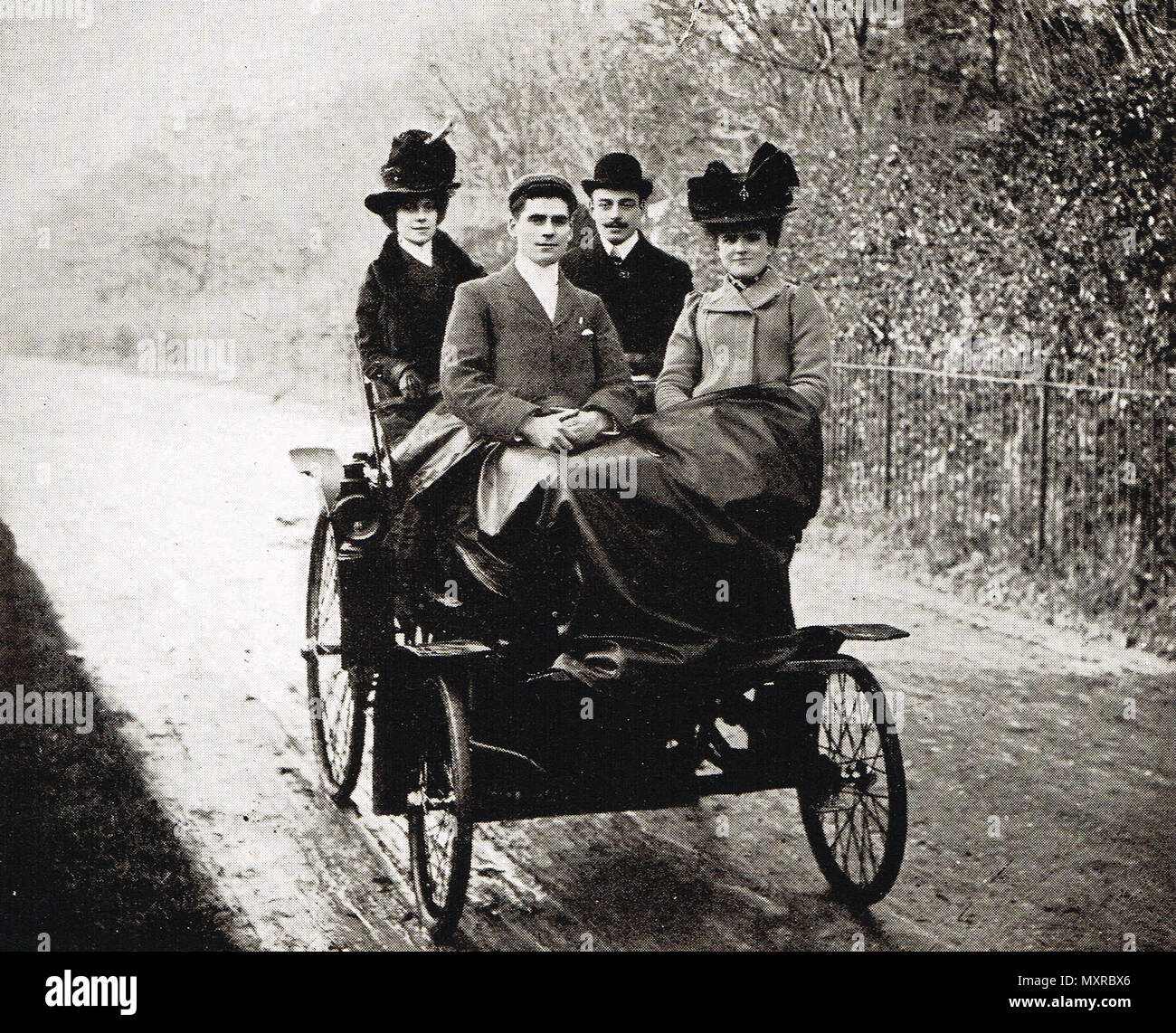 Pionieri di inizio dell'automobilismo, circa 1890 Foto Stock