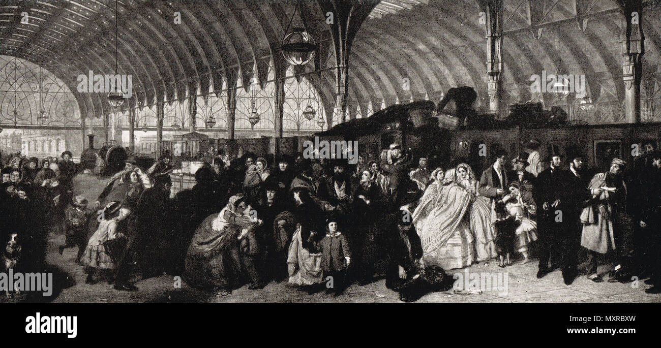 La stazione ferroviaria, 1862, da William Powell Frith Foto Stock