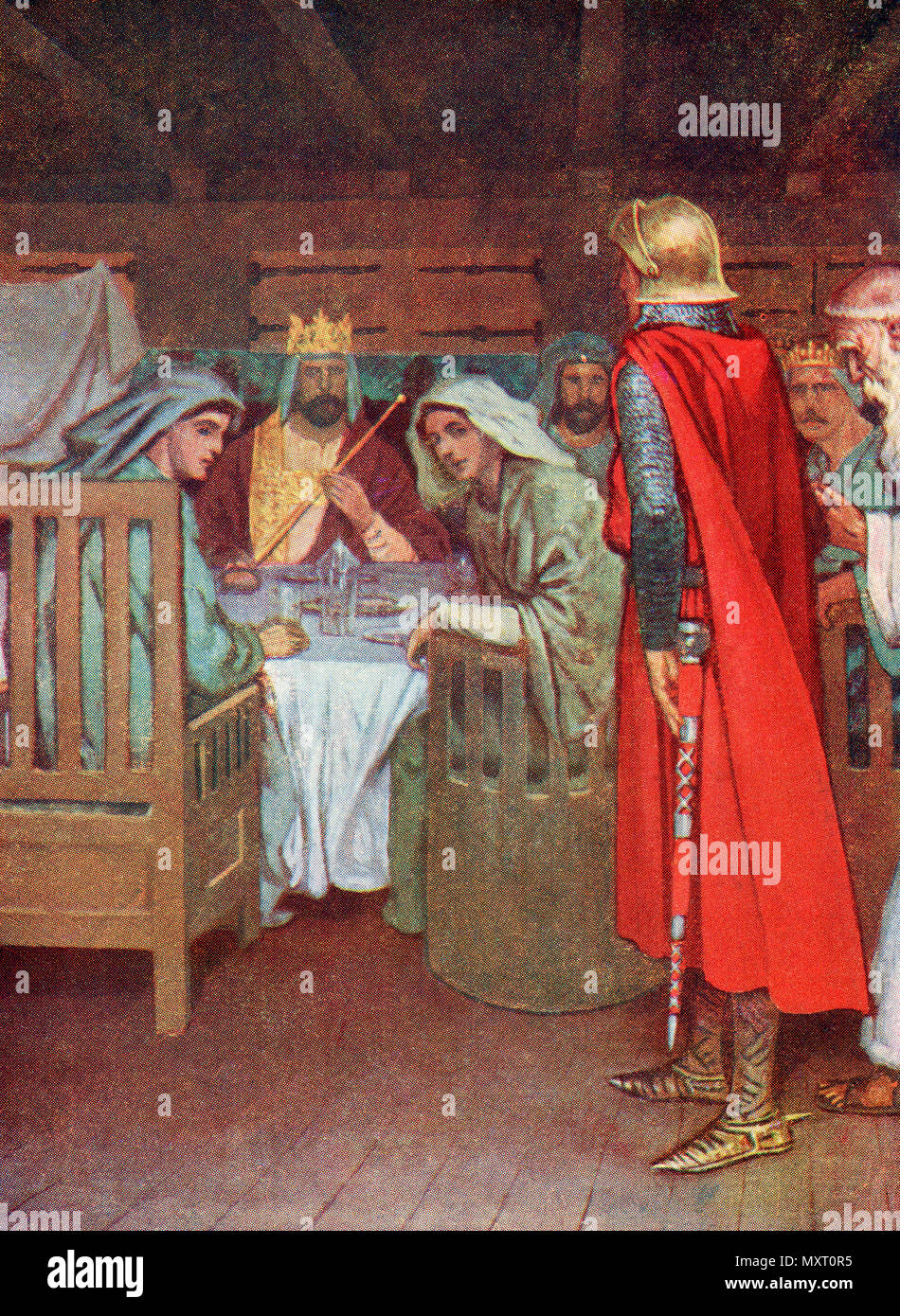 La venuta di Galahad. Da Cavalieri del Graal: Lohengrin, Galahad pubblicato 1909. Foto Stock
