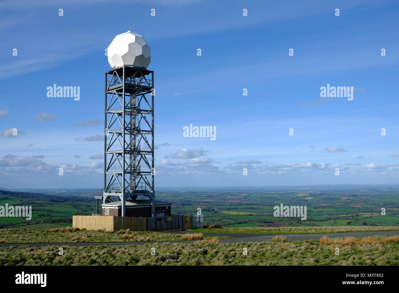 Le NAT di controllo del traffico aereo stazione radar su Titterstone Clee hill, Shropshire, Regno Unito Foto Stock