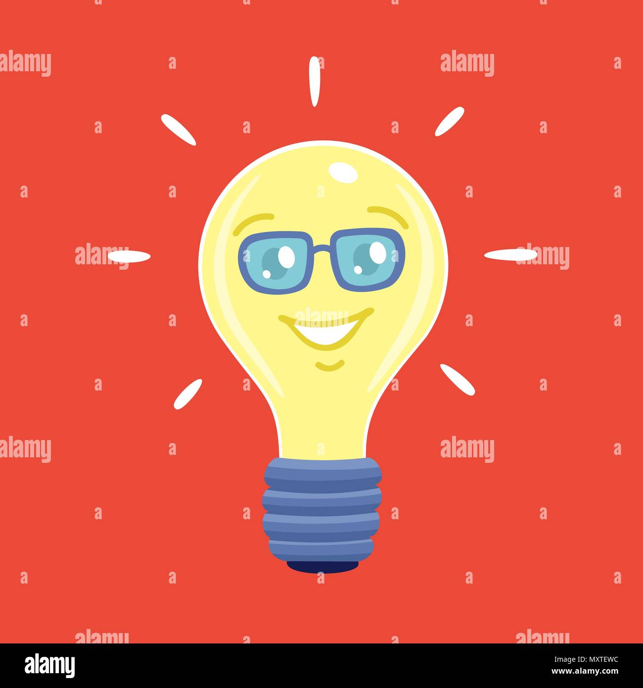 Illustrazione Vettoriale personaggio dei cartoni animati lampadina Illustrazione Vettoriale