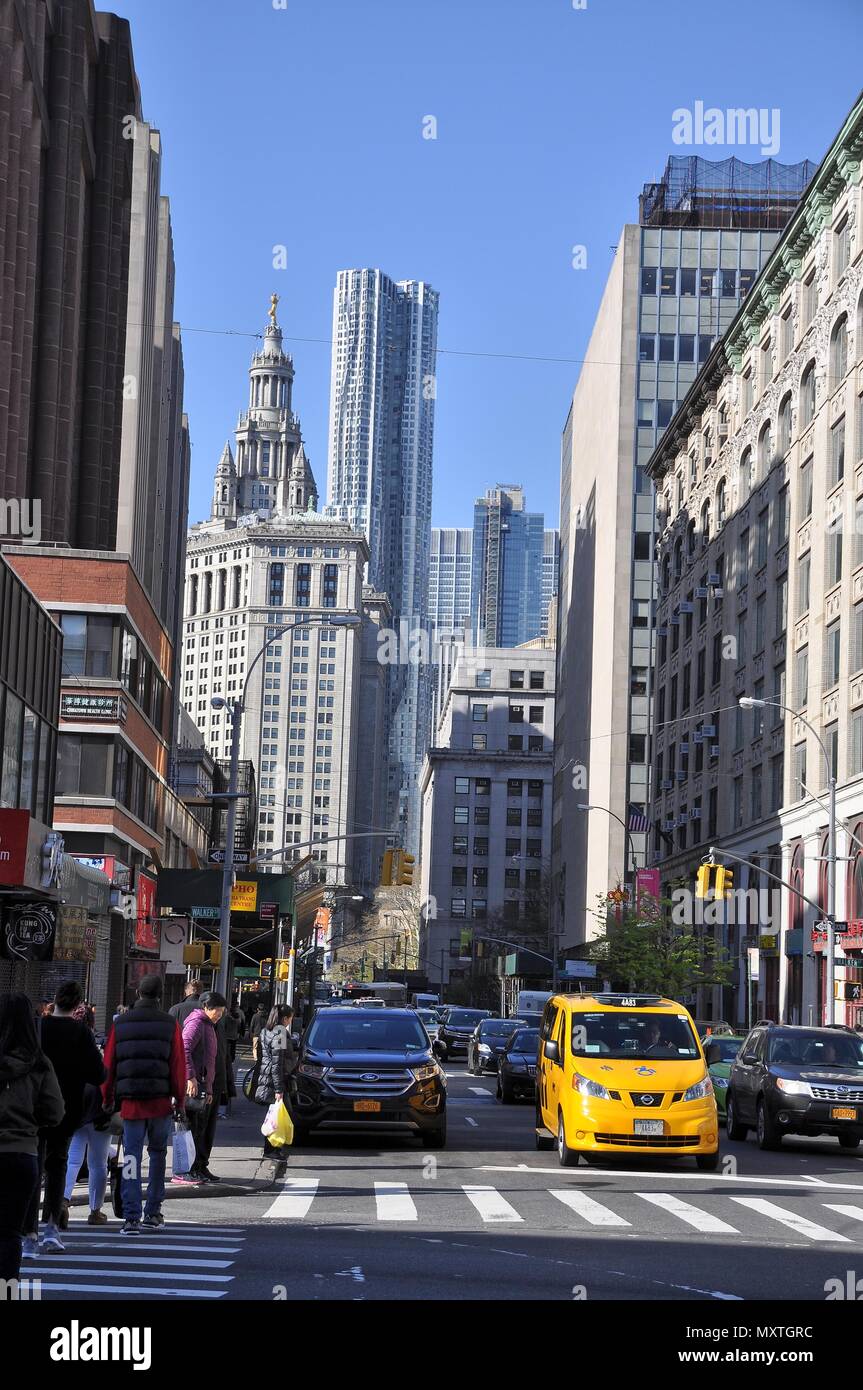 Le strade del centro cittadino di Manhattan, NYC Foto Stock