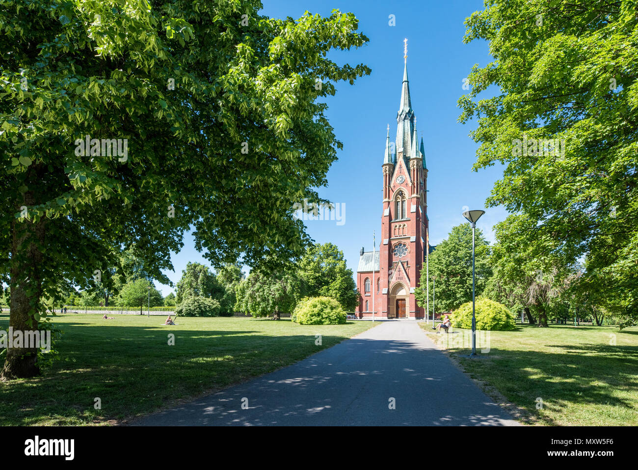 Matteus chiesa in Norrkoping, Svezia. La Chiesa trova in Folkparken, un parco della città di Norrkoping, è stato aperto nel 1892. Foto Stock