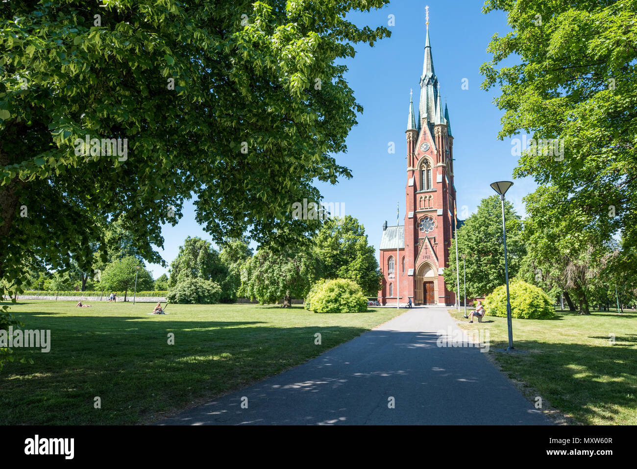 Matteus chiesa in Norrkoping, Svezia. La Chiesa trova in Folkparken, un parco della città di Norrkoping, è stato aperto nel 1892. Foto Stock