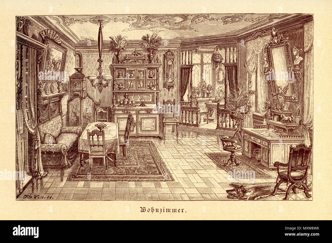 Soggiorno comune del XIX secolo, 1900 Foto Stock