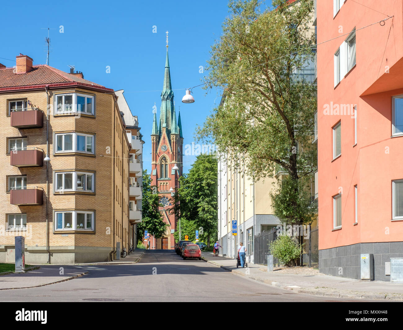 Matteus chiesa in Norrkoping, Svezia. La Chiesa trova in Folkparken, un parco della città di Norrkoping, è stato aperto nel 1892. Foto Stock