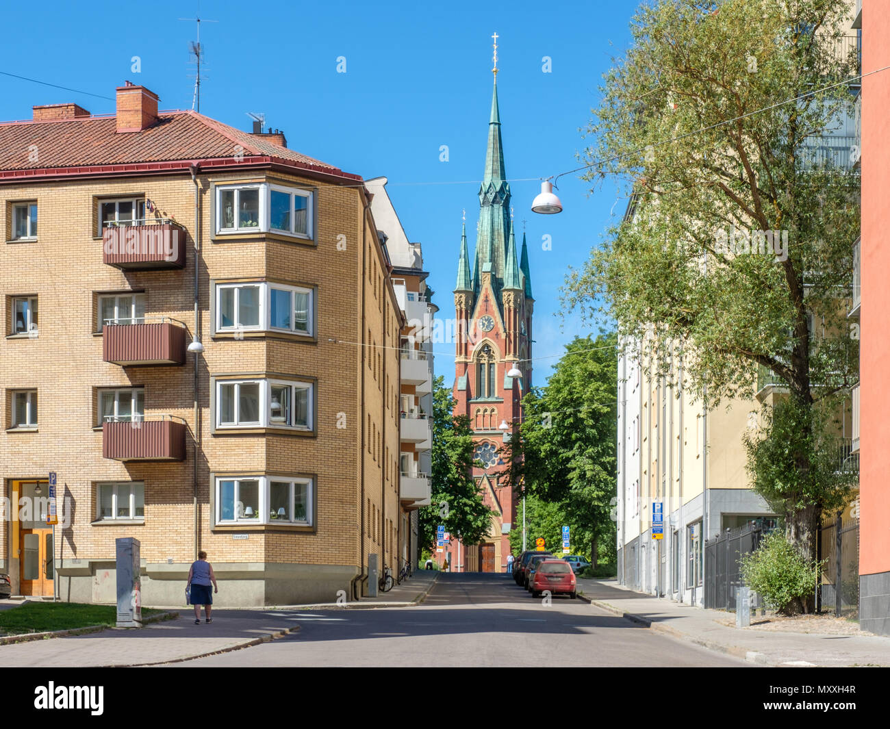 Matteus chiesa in Norrkoping, Svezia. La Chiesa trova in Folkparken, un parco della città di Norrkoping, è stato aperto nel 1892. Foto Stock