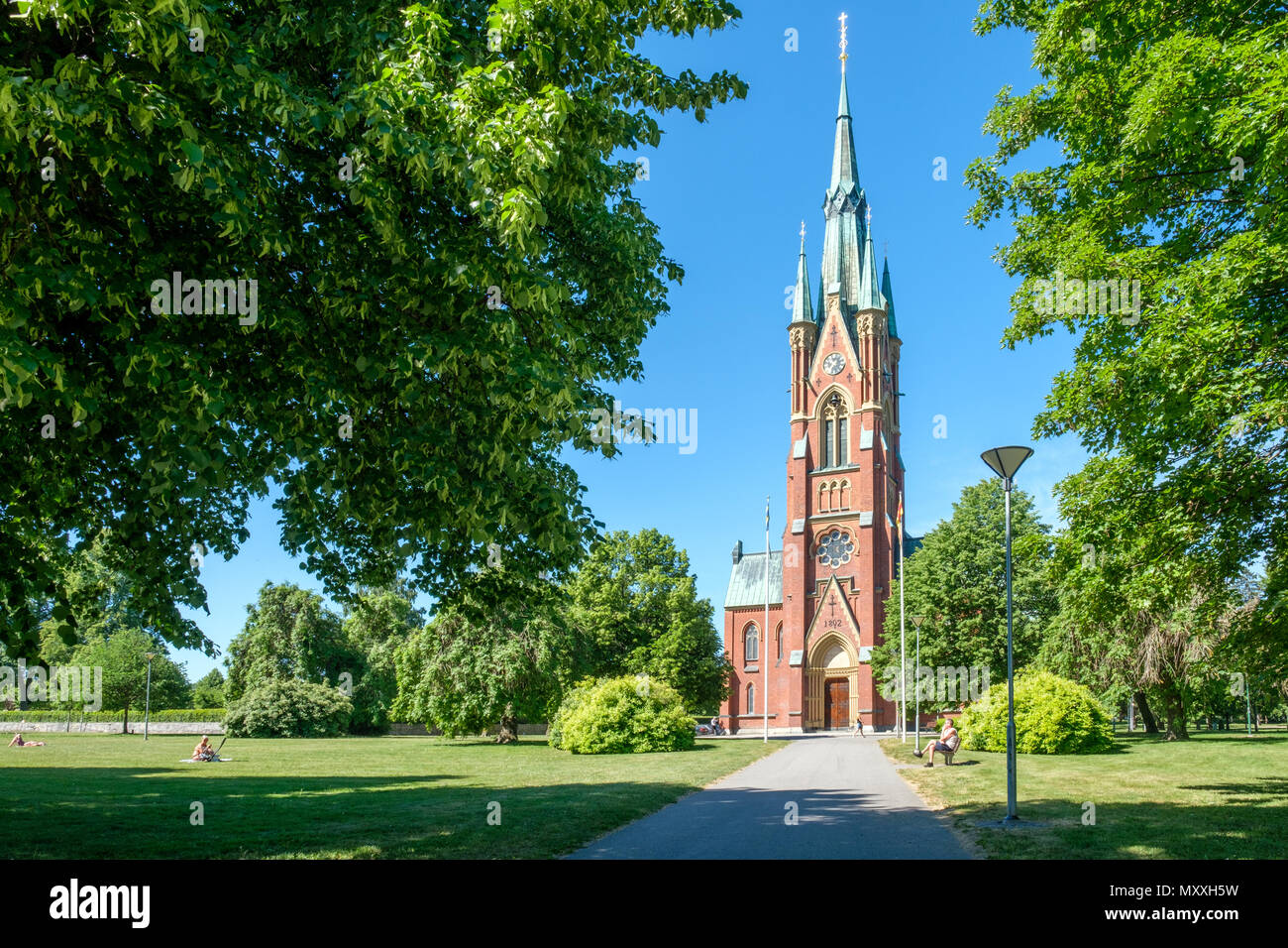 Matteus chiesa in Norrkoping, Svezia. La Chiesa trova in Folkparken, un parco della città di Norrkoping, è stato aperto nel 1892. Foto Stock