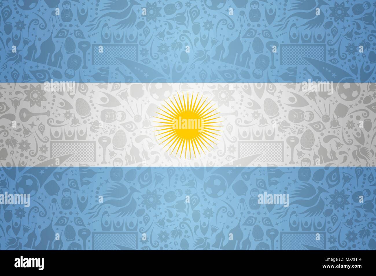 Argentina flag di sfondo del simbolo per speciale soccer sport event. Include stile russo decorazione icone. EPS10 vettore. Illustrazione Vettoriale
