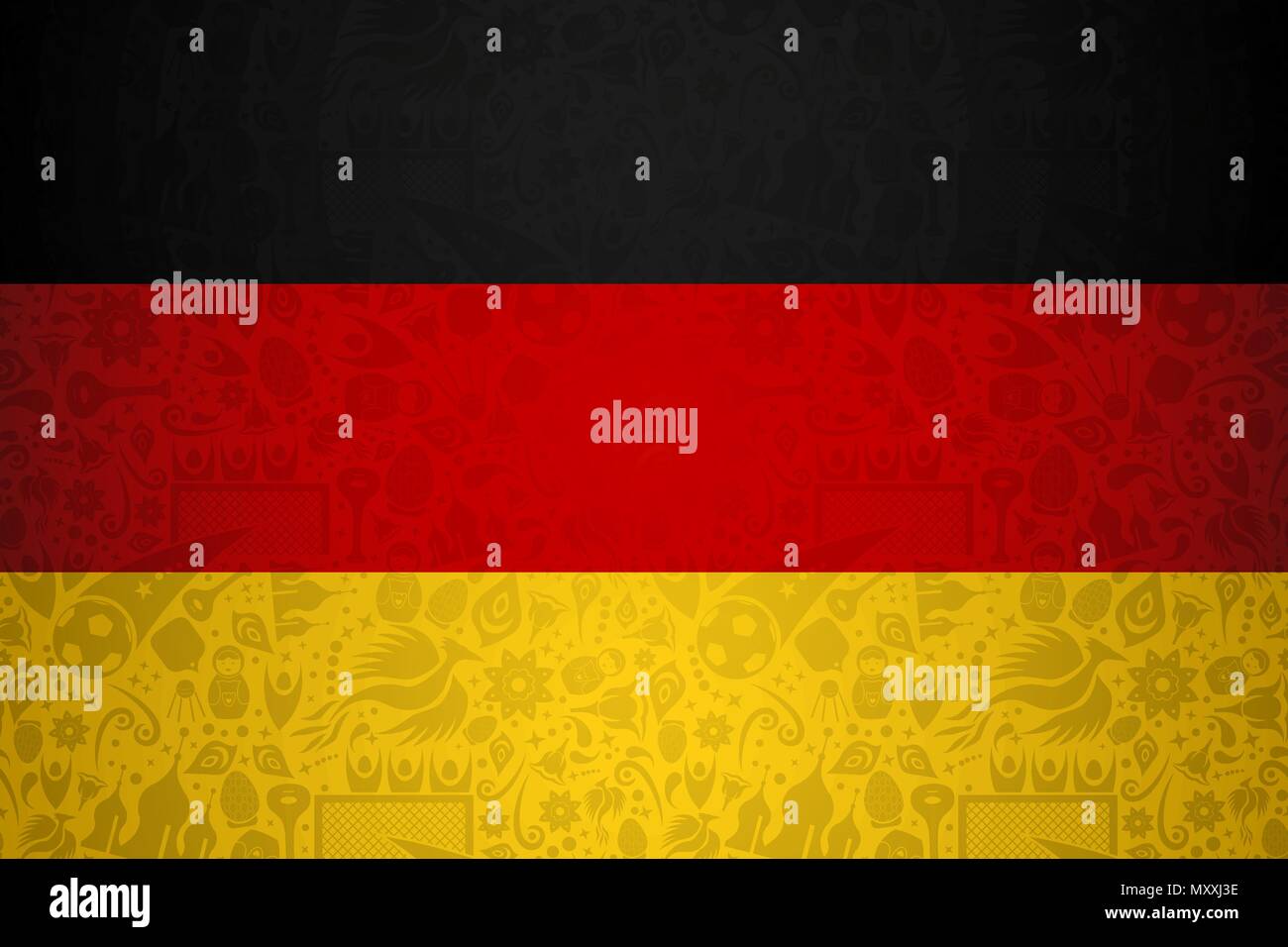 Bandiera della Germania sfondo simbolo per speciale soccer sport event. Include stile russo decorazione icone. EPS10 vettore. Illustrazione Vettoriale