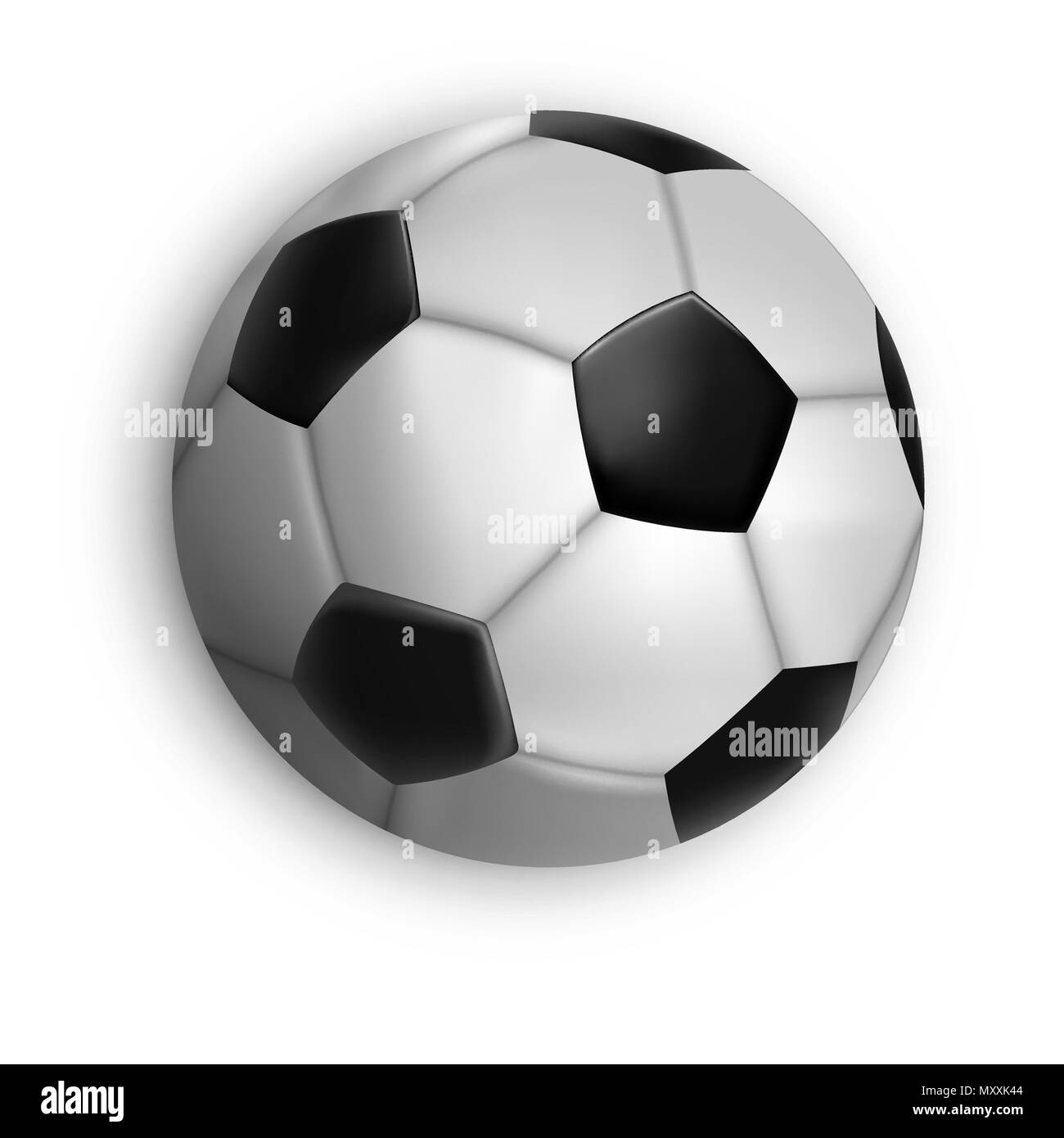 Classico Pallone da calcio su sfondo isolato. Attrezzature sportive illustrazione in 3d. Ideale per il gioco del calcio design o evento di campionato. EPS10 vettore. Illustrazione Vettoriale
