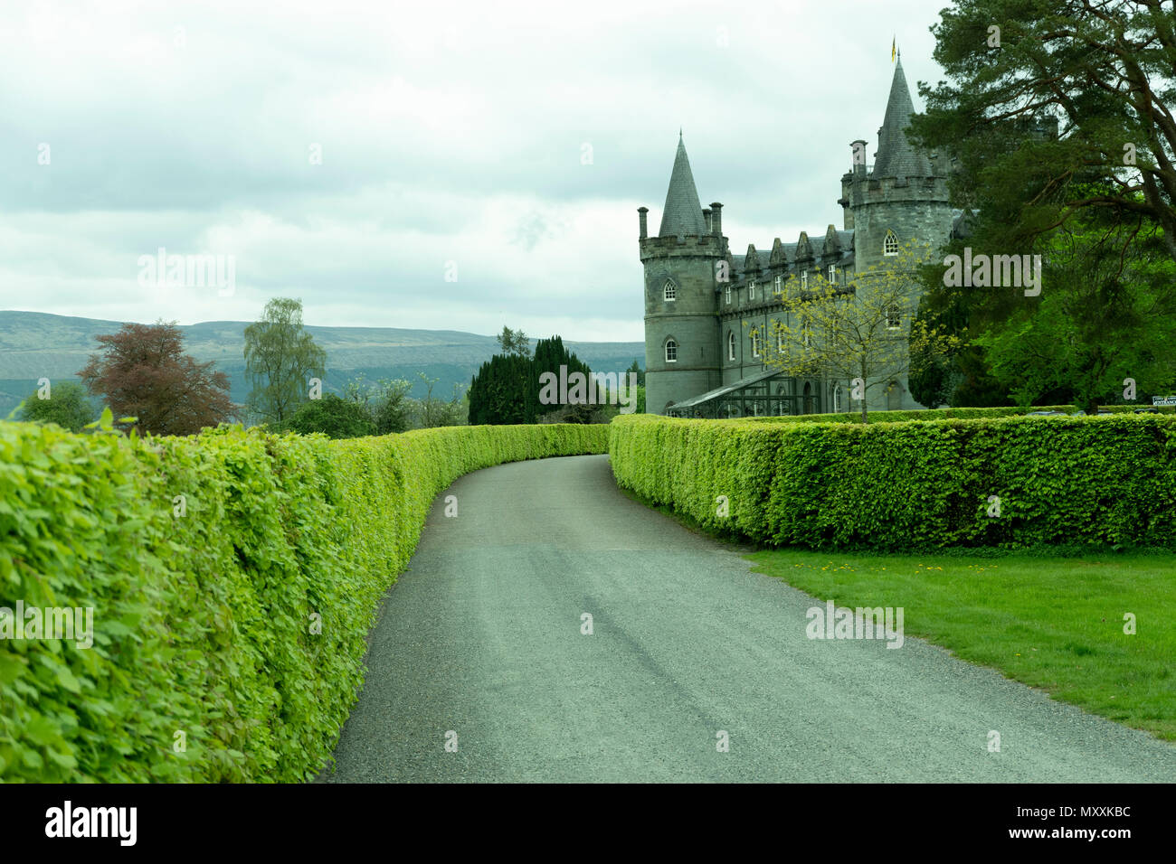 Inveraray Castle è la casa ancestrale del Duca di Argyll, Capo del Clan Campbell, Scozia, Gran Bretagna Foto Stock