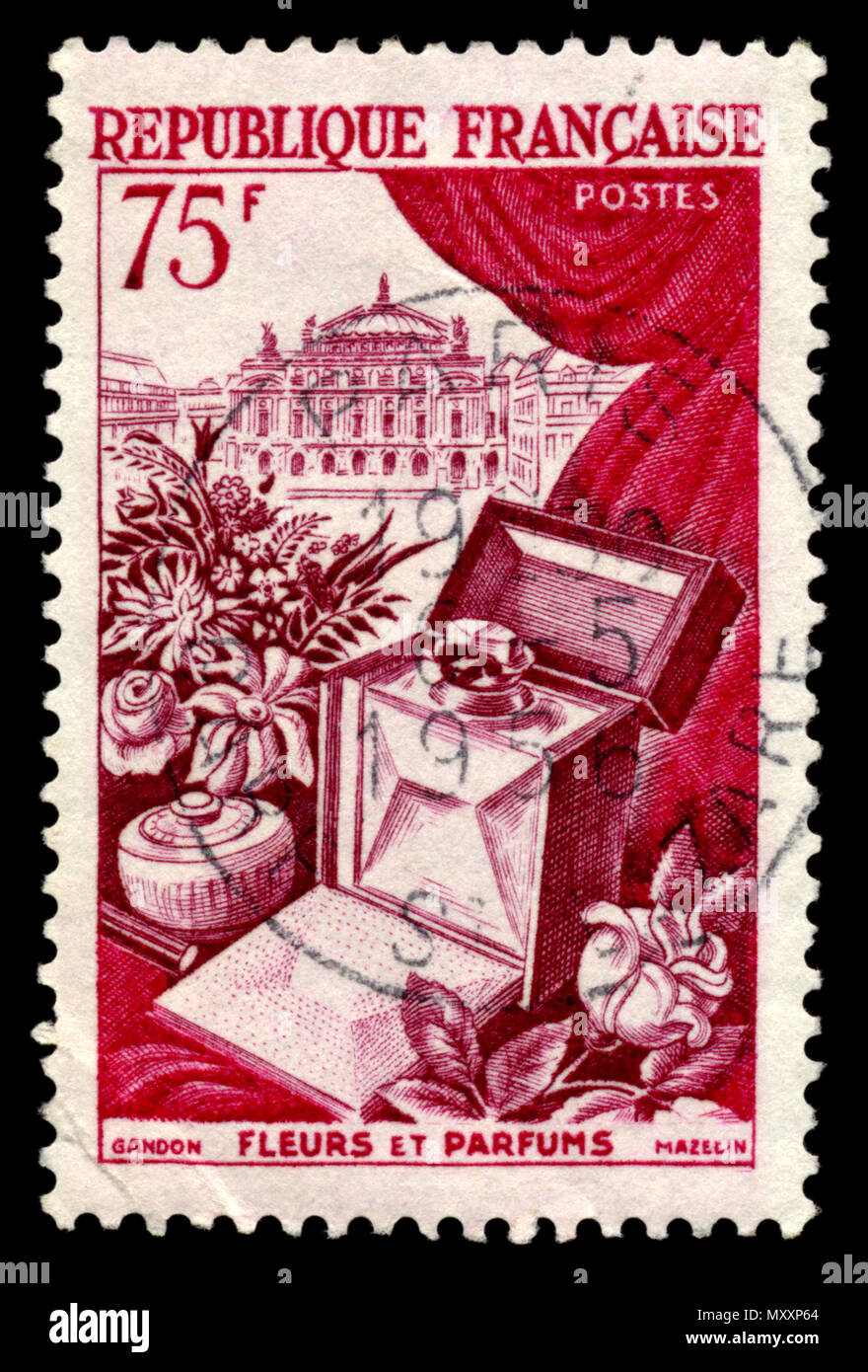 Lussi: francese fiori e profumi francobollo Foto Stock