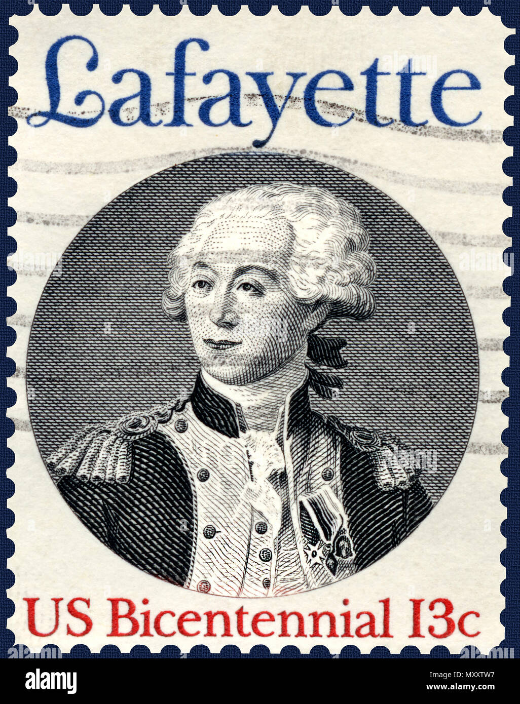 Il marchese de Lafayette (francese ufficiale militare) generale americano francobollo Foto Stock
