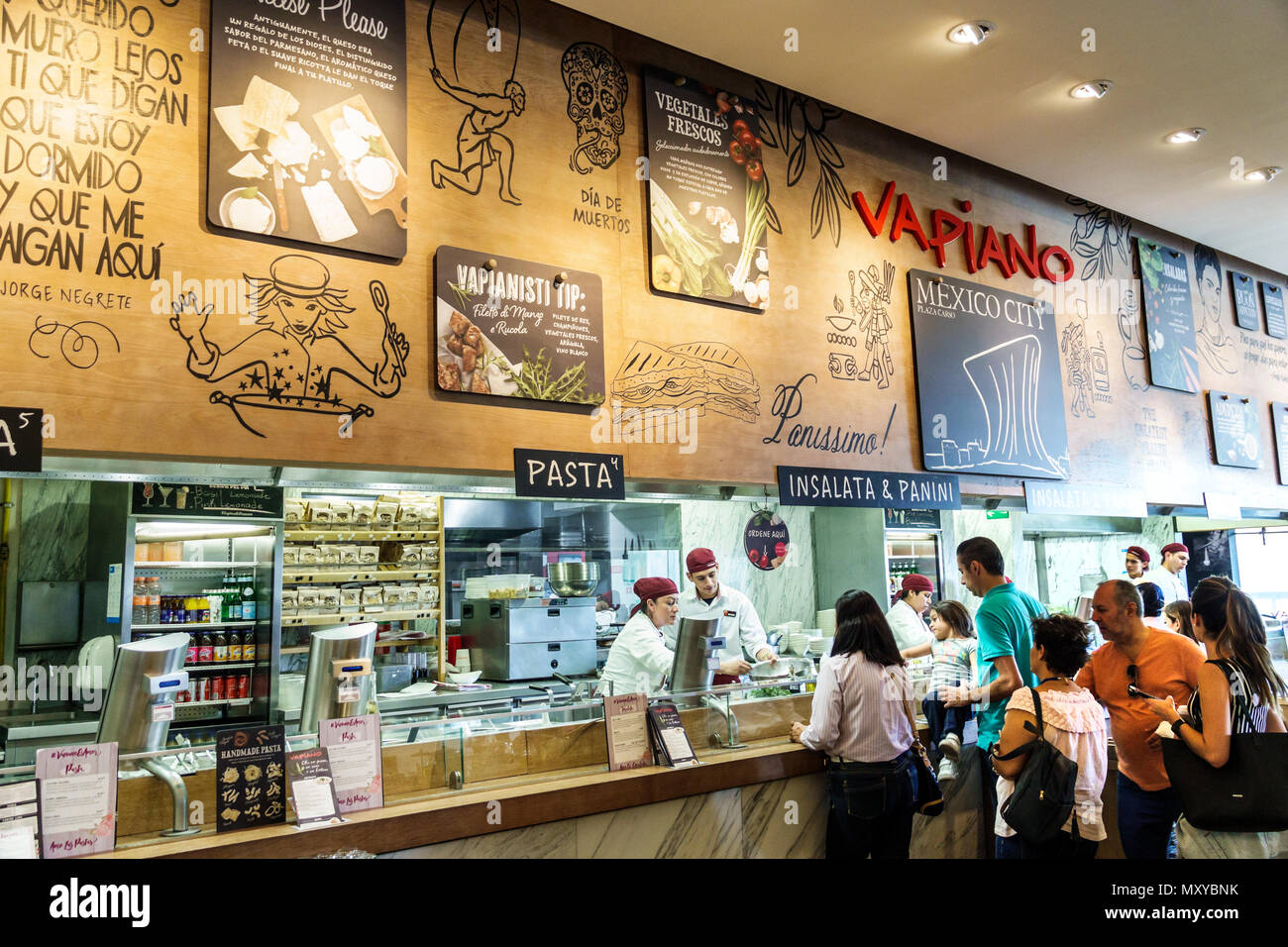 Città del Messico, ispanico, messicano, Colonia Granada, Plaza Carso, centro commerciale, Vapiano, ristorante ristoranti, ristoranti, ristoranti, caffè, in Foto Stock