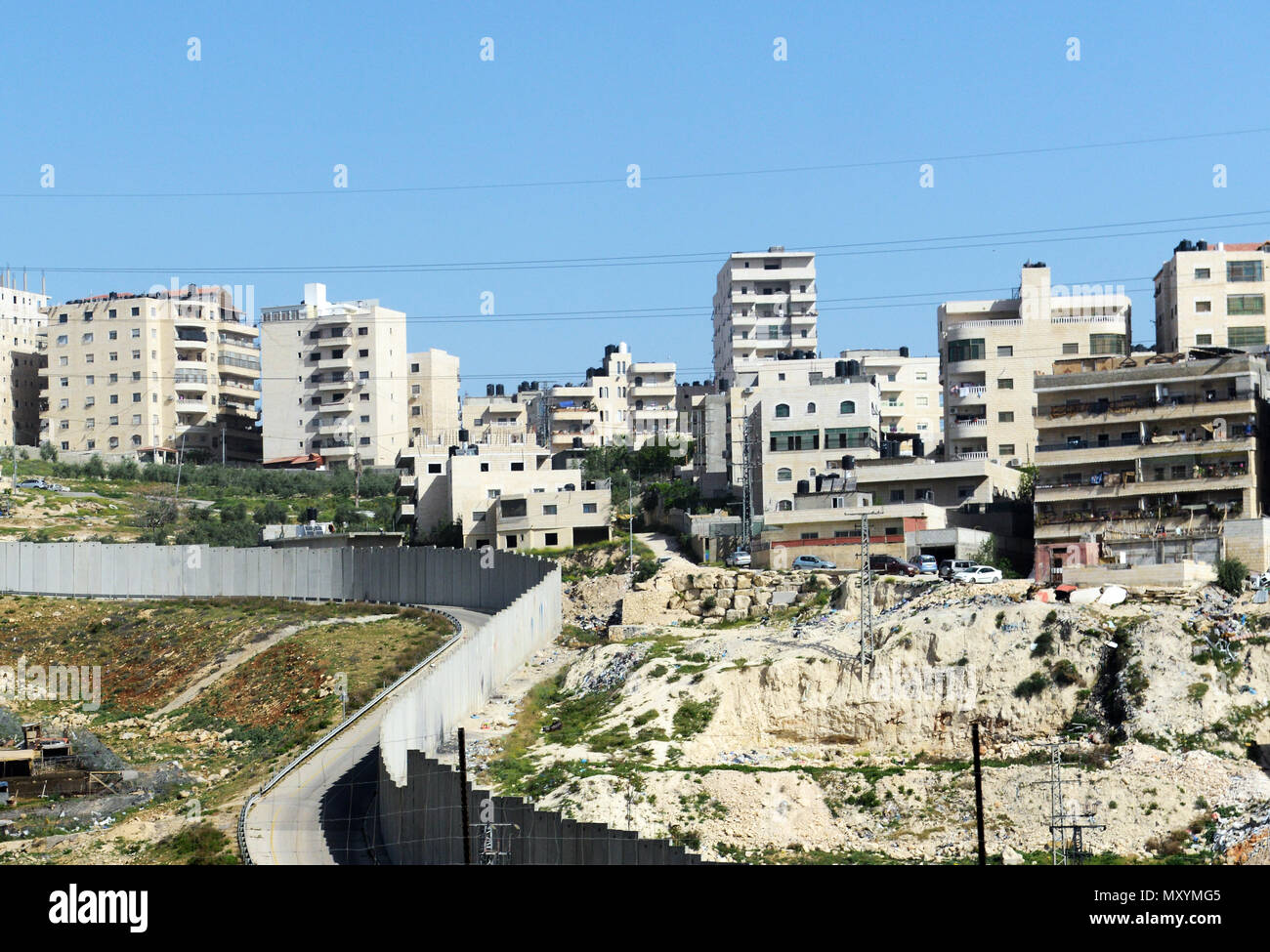 La barriera o muro della Cisgiordania israeliana è una barriera di separazione in Cisgiordania o lungo la linea verde. Foto Stock