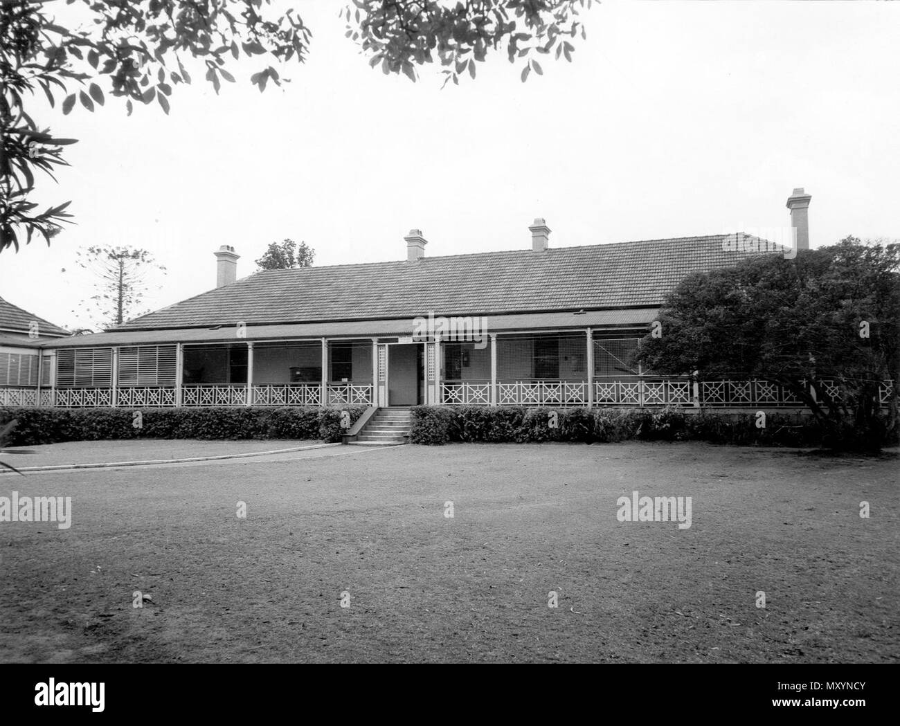 La Newstead House, Brisbane, novembre 1957. La Newstead House, costruita nel 1846, è la più antica residenza superstite in Brisbane. Per saperne di più nel Queensland Heritage Registerid=600265 ) . Foto Stock