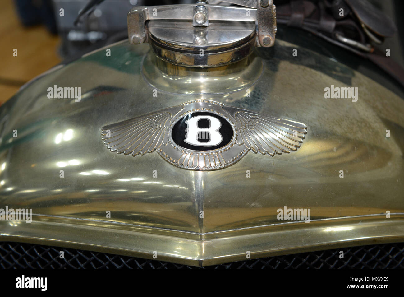 Ventilatore di Bentley Le Mans VANDEN PLAS tourer con i suoi 4,5 litro motore a Shetland Classic Car Show 2018 Foto Stock