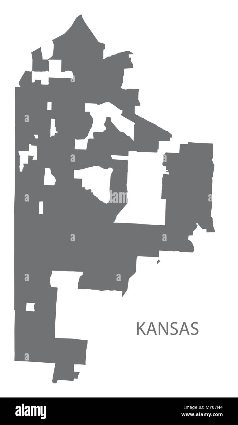 Missouri Kansas City map grigio illustrazione forma silhouette Illustrazione Vettoriale