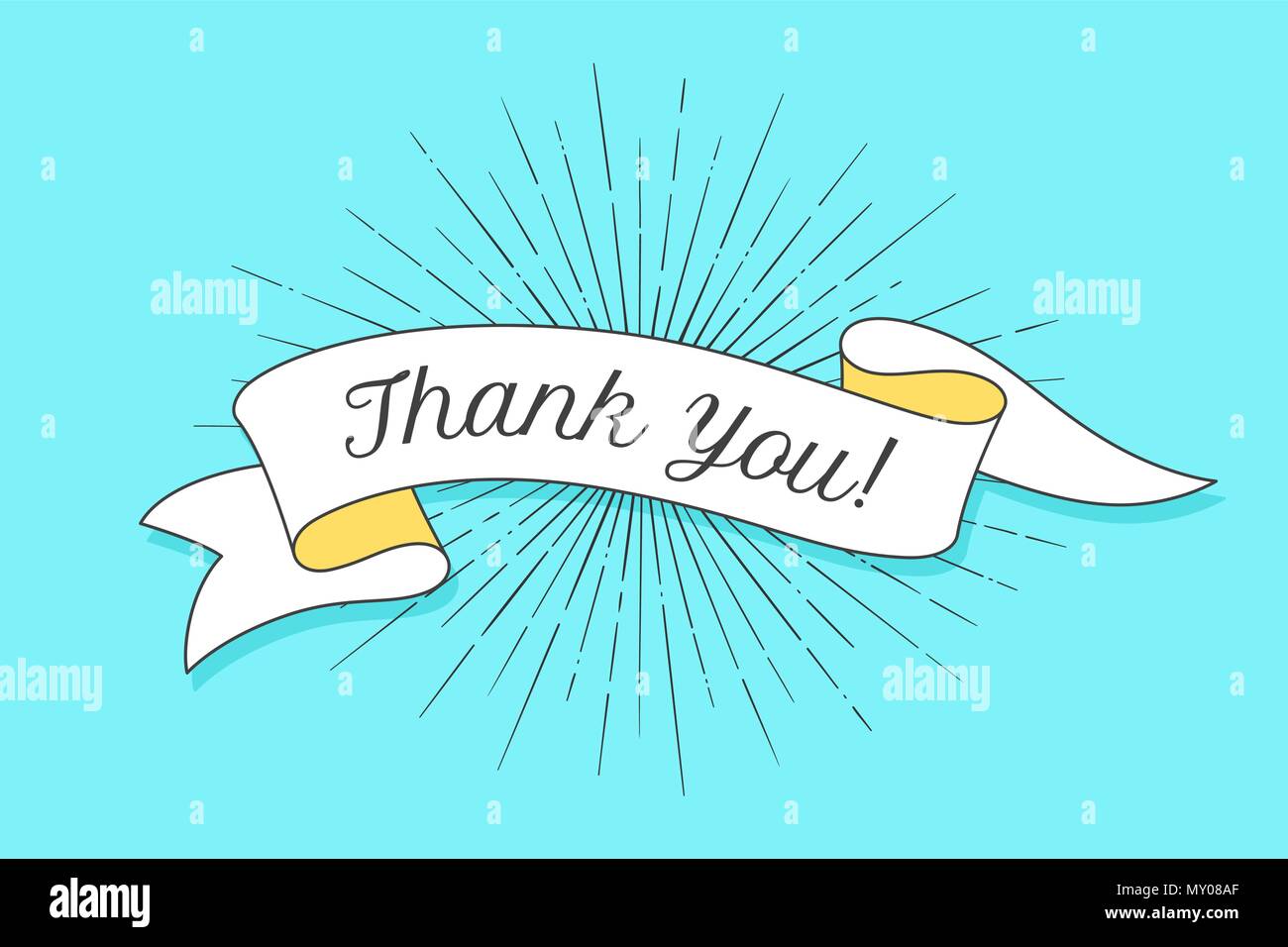 La ringrazio. Vintage banner a nastro Illustrazione Vettoriale
