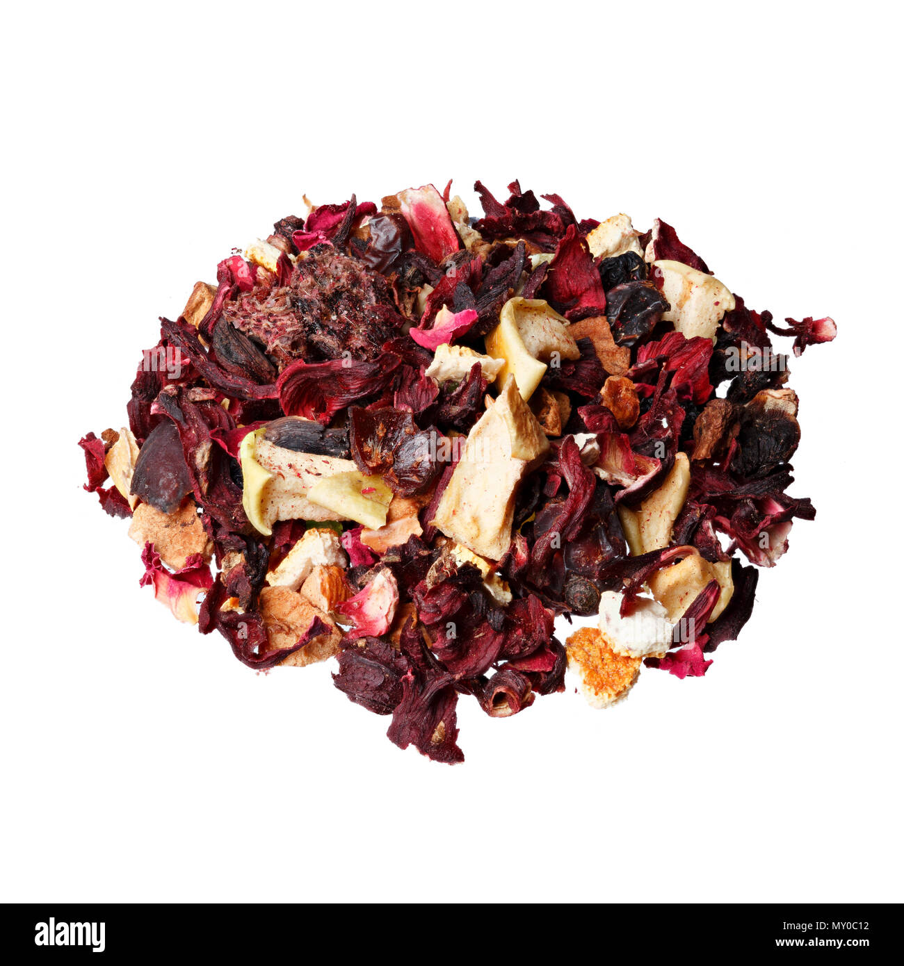 Frutta Mix di tè. Hibiscus, lamponi, frutta candita, arancione. Foto Stock