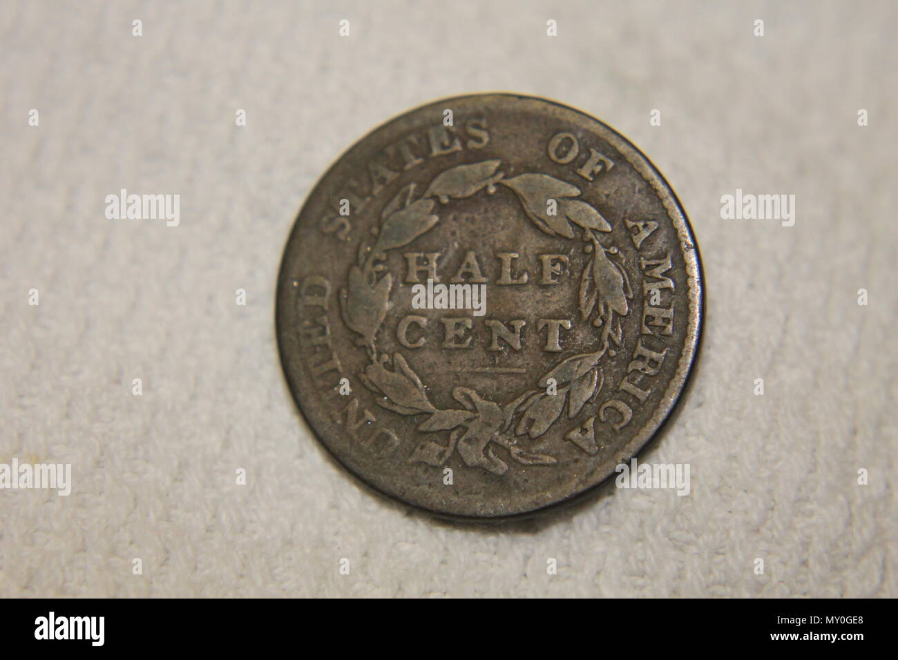 Il lato posteriore di un 1826 metà americano cento. Foto Stock