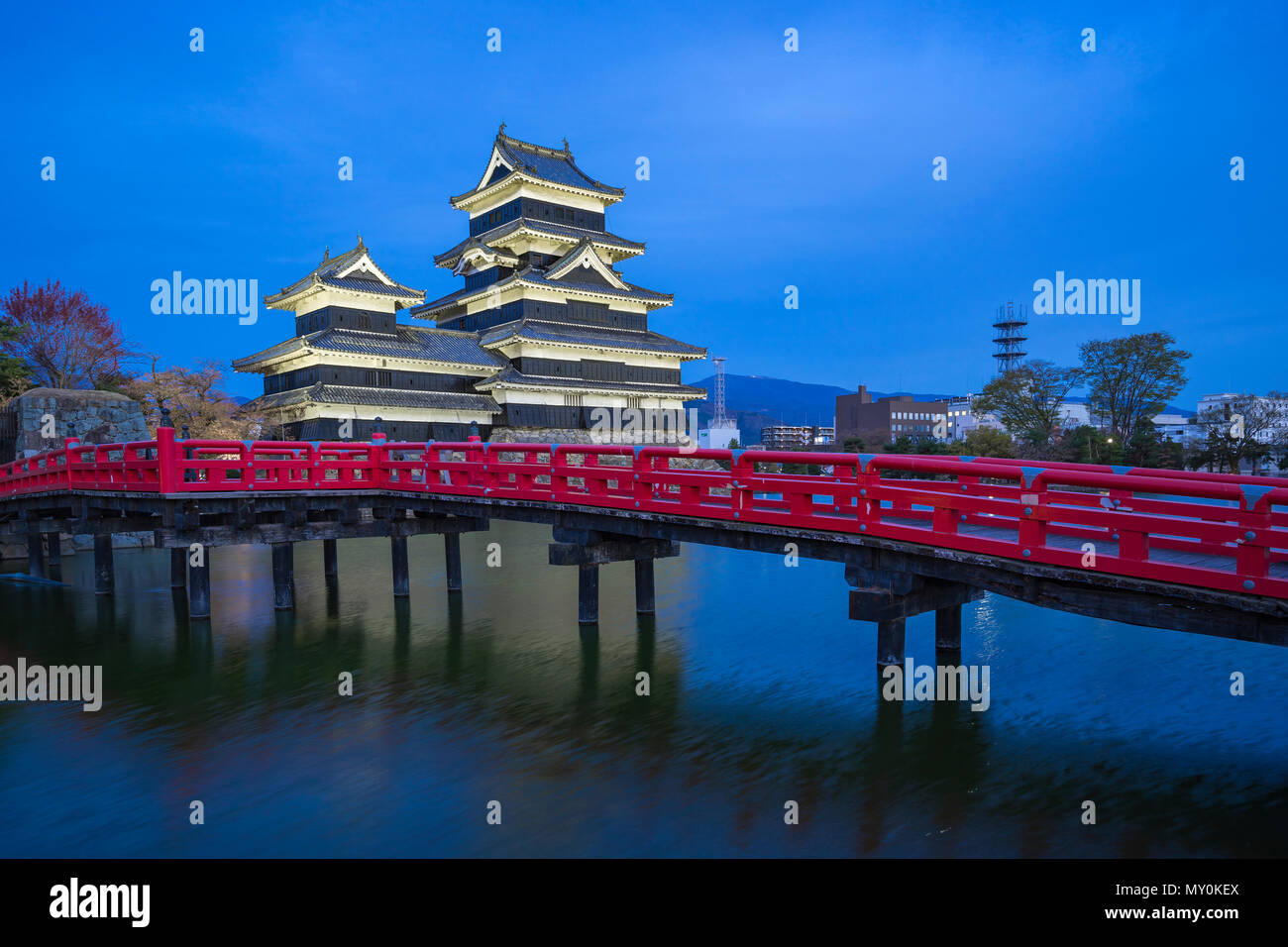 Notte a Matsumoto, in Nagano perfecture, Giappone. Foto Stock
