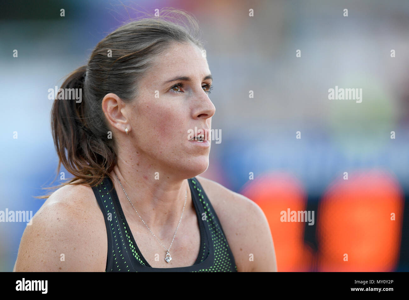 Praga, Repubblica Ceca. 04 Giugno, 2018. Zuzana Hejnova (CECA) si prepara prima di iniziare in 400m ostacoli gara durante la Josef Odlozil Memorial atletica incontro classico EA Premium in Praga Repubblica Ceca, Giugno 4, 2018. Credito: Ondrej Deml/CTK foto/Alamy Live News Foto Stock