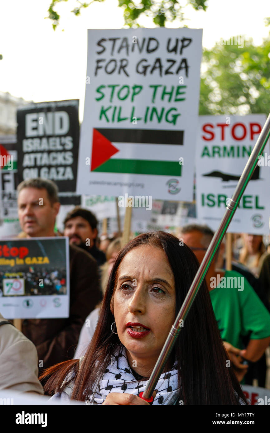 Londra, Inghilterra. 5 Giugno, 2018. Palestinesi Campagna di Solidarietà di protesta, Londra protesta: libera la Palestina - Fermare le uccisioni - Stop armare Israele. Credito: Brian Duffy/Alamy Live News Foto Stock