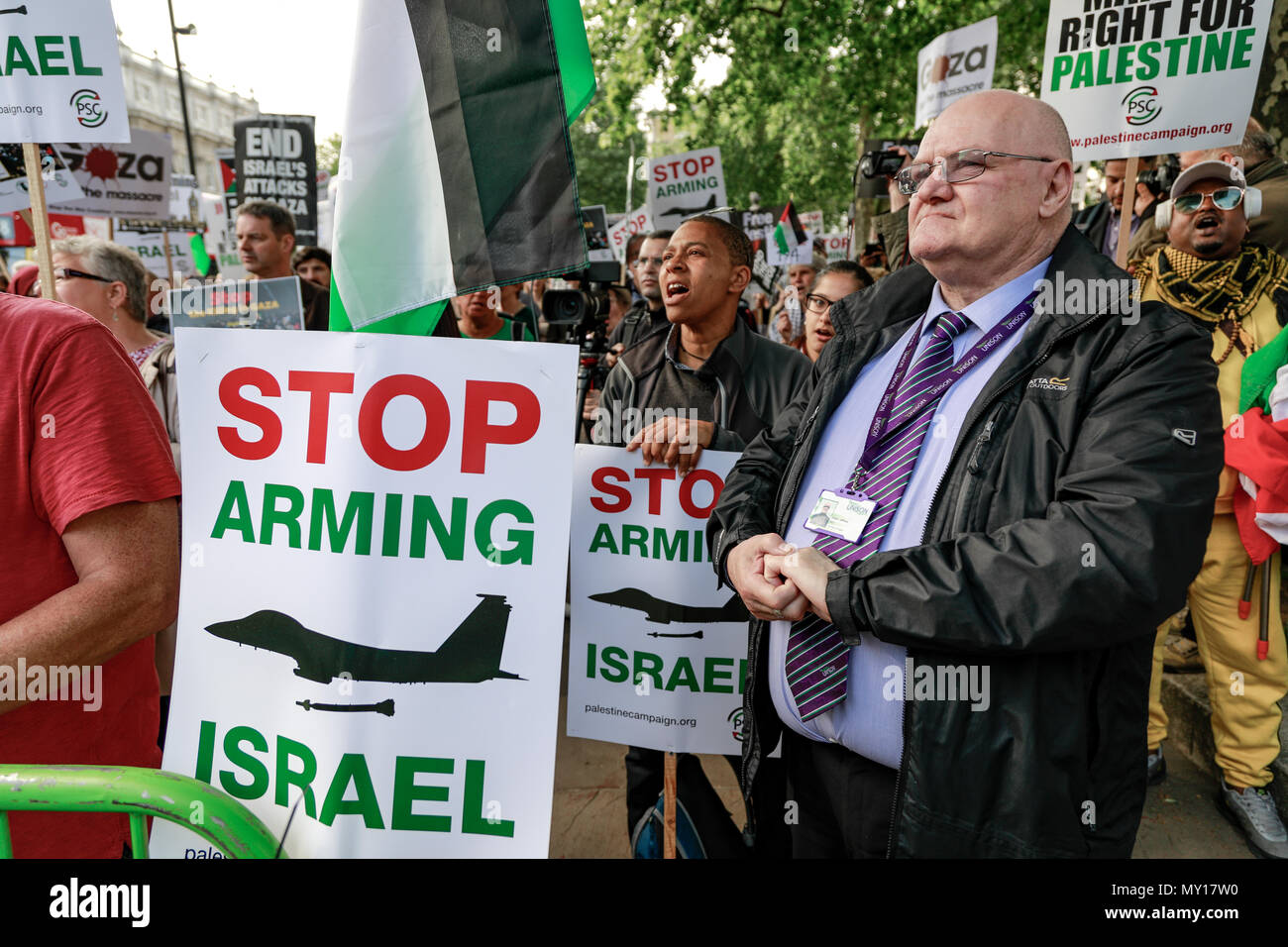 Londra, Inghilterra. 5 Giugno, 2018. Palestinesi Campagna di Solidarietà di protesta, Londra protesta: libera la Palestina - Fermare le uccisioni - Stop armare Israele. Credito: Brian Duffy/Alamy Live News Foto Stock