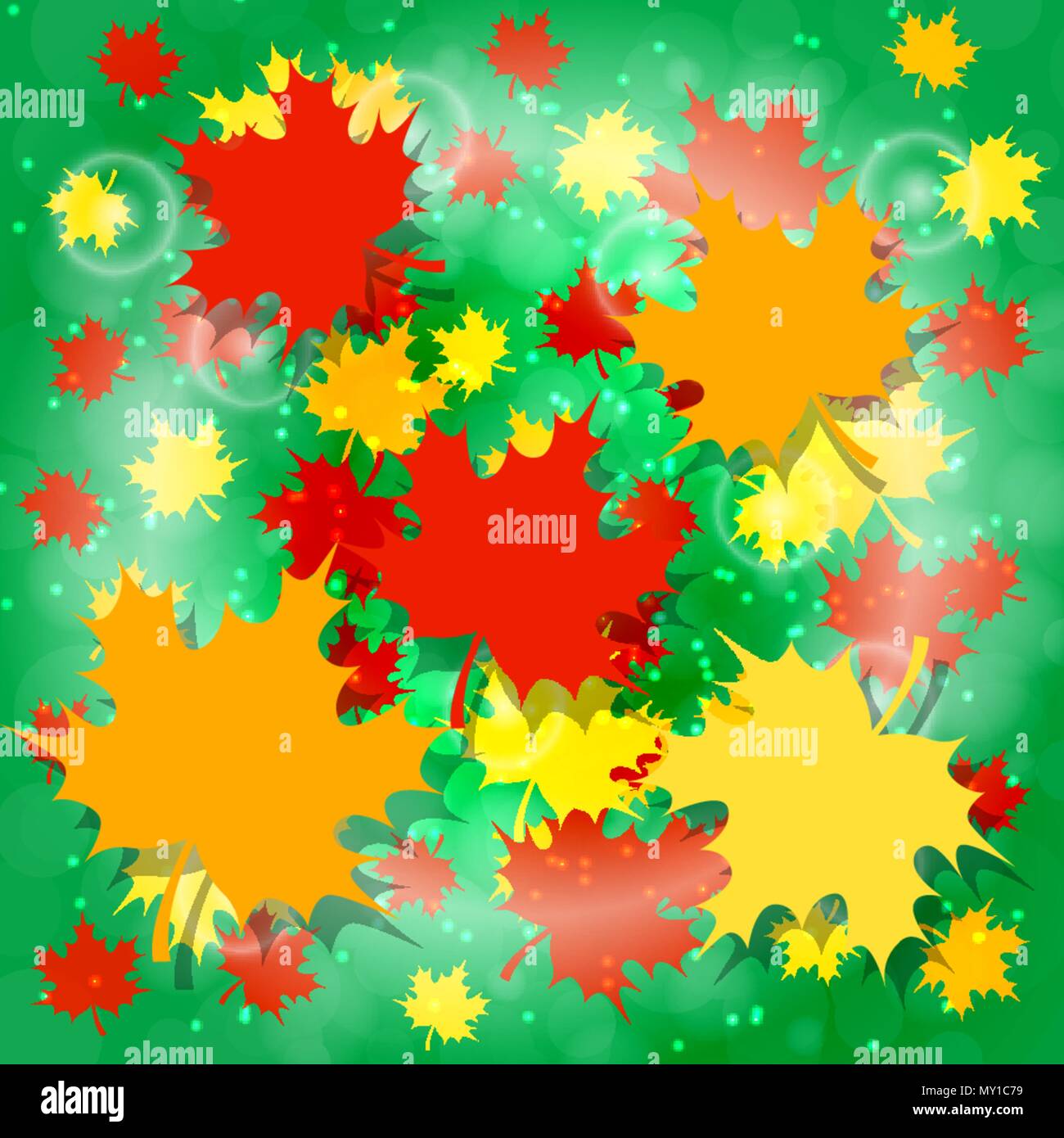 1 settembre. Giorno della conoscenza in Russia. Concetto di vacanza. Foglie di acero, sfondo verde. Design luminoso per poster e insegne Illustrazione Vettoriale