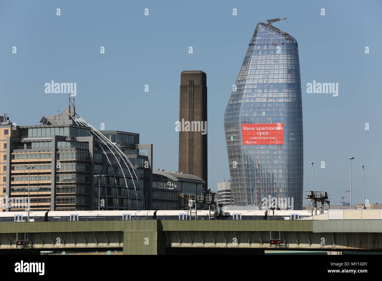 Londra - il 4 maggio 2018. Uno Blackfriars, a 52 piani di sviluppo di 170 m di altezza, costruito da San Giorgio South London Limited, No. 1 Blackfriars Foto Stock