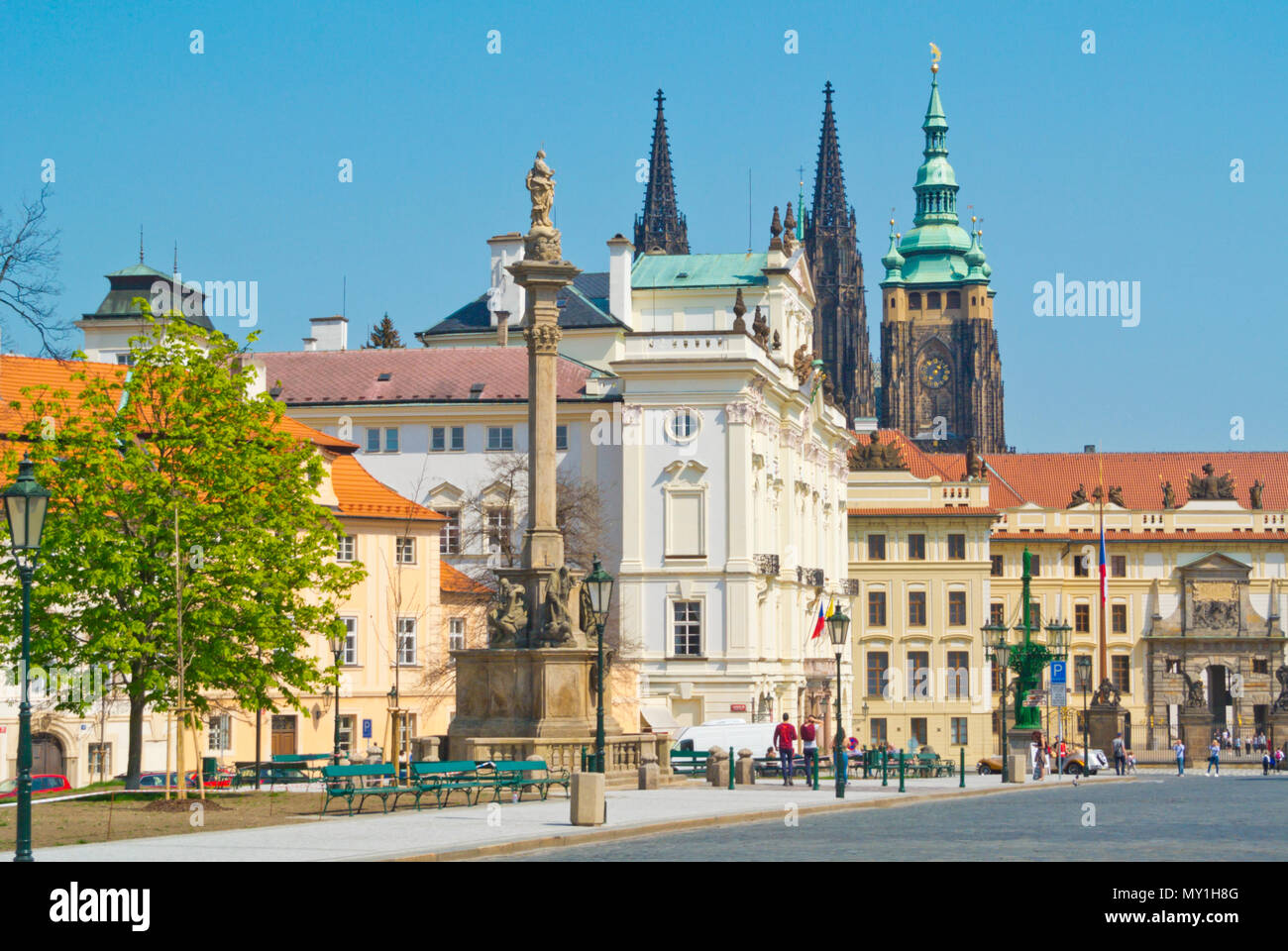 Hradcanske namesti, Hradcany, Praga, Repubblica Ceca Foto Stock