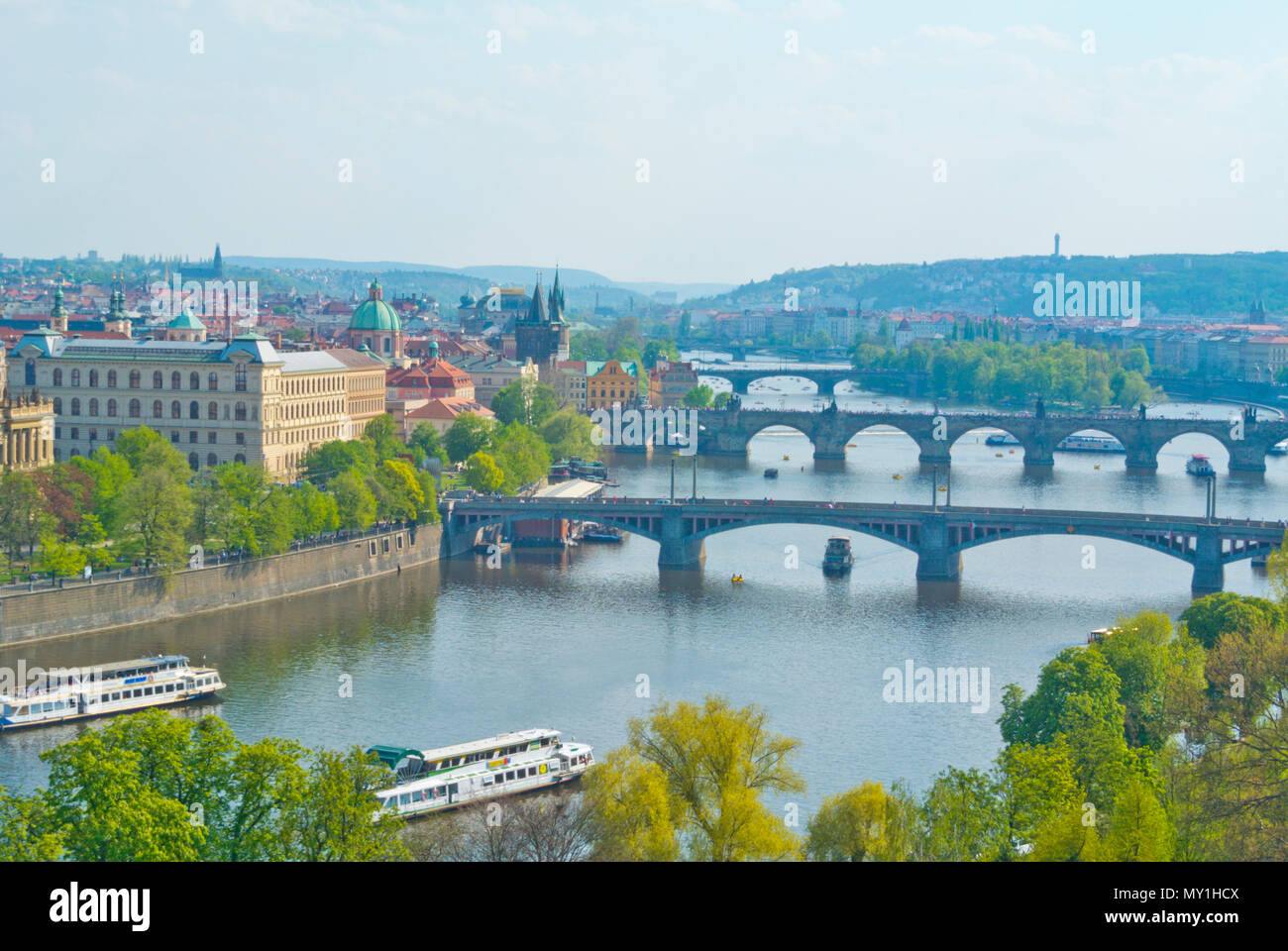 Fiume Vltava, Praga, Repubblica Ceca Foto Stock