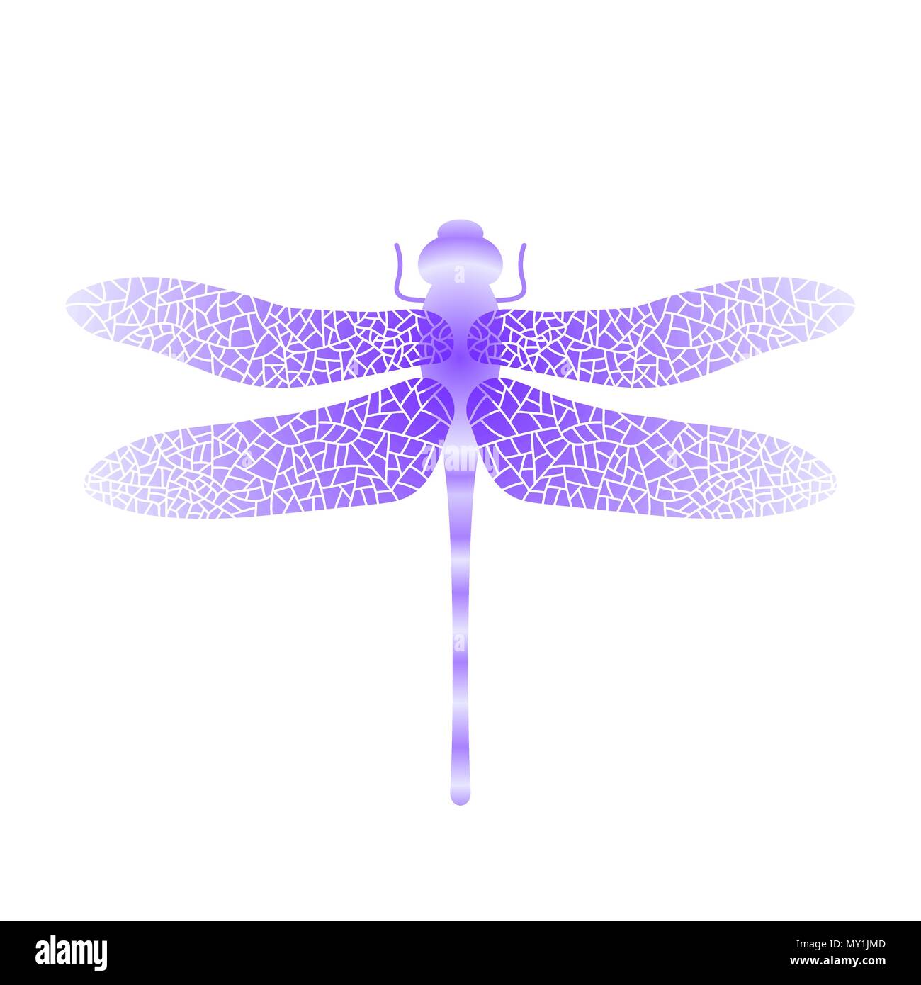 Blue Stilized Dragonfly. Il logo di insetto Design. Aeschna Viridls Illustrazione Vettoriale