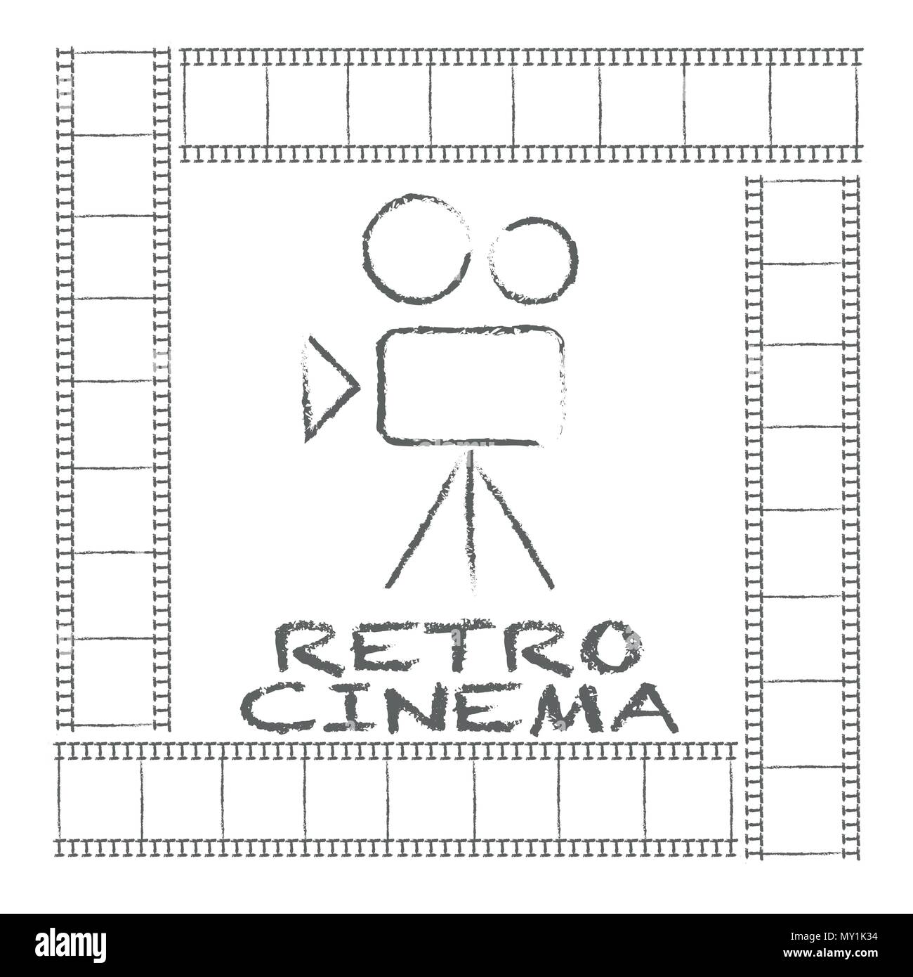 Filmato retro poster e volantini. Cinema Vintage stampa promozionale. Può essere usato per annunci pubblicitari, banner, progettiamo. EPS 10 Illustrazione Vettoriale