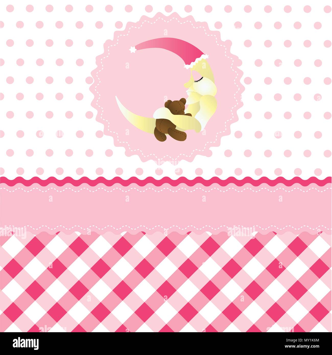 Seamless Baby girl pattern, rosa luna cartoon wallpaper Illustrazione Vettoriale