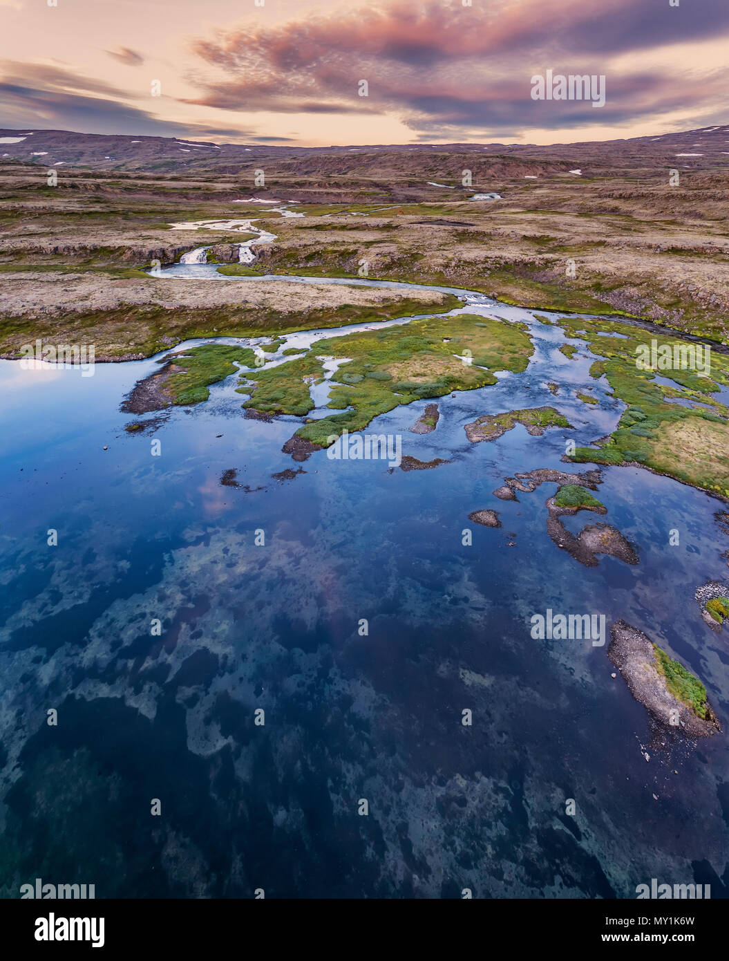 Area Dynjandi, West fiordi, Islanda Foto Stock
