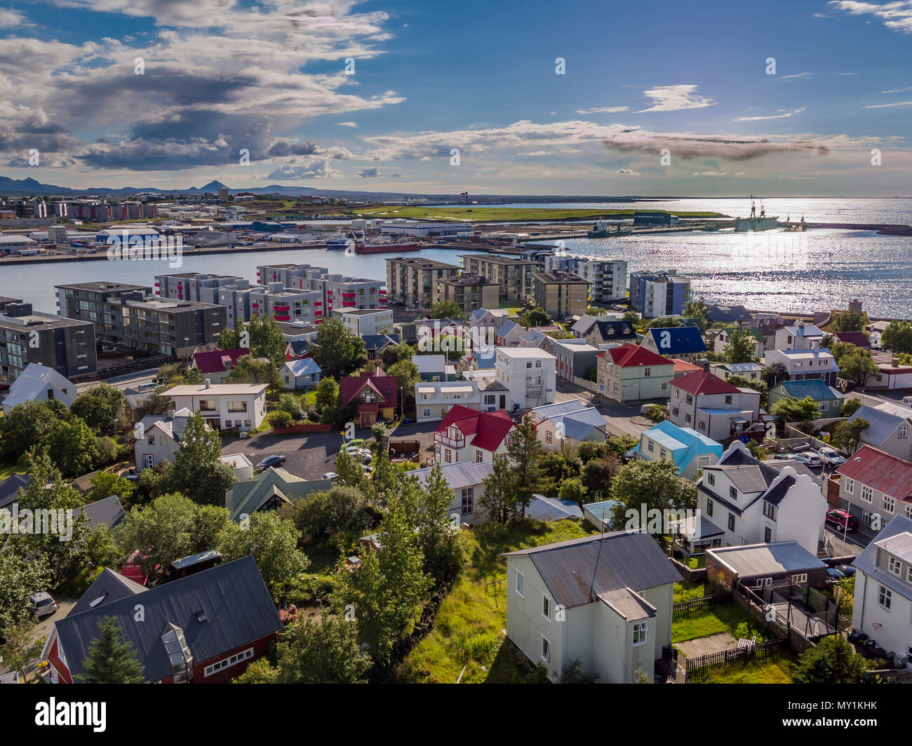 Hafnarfjordur, sobborgo di Reykjavik, Islanda Foto Stock