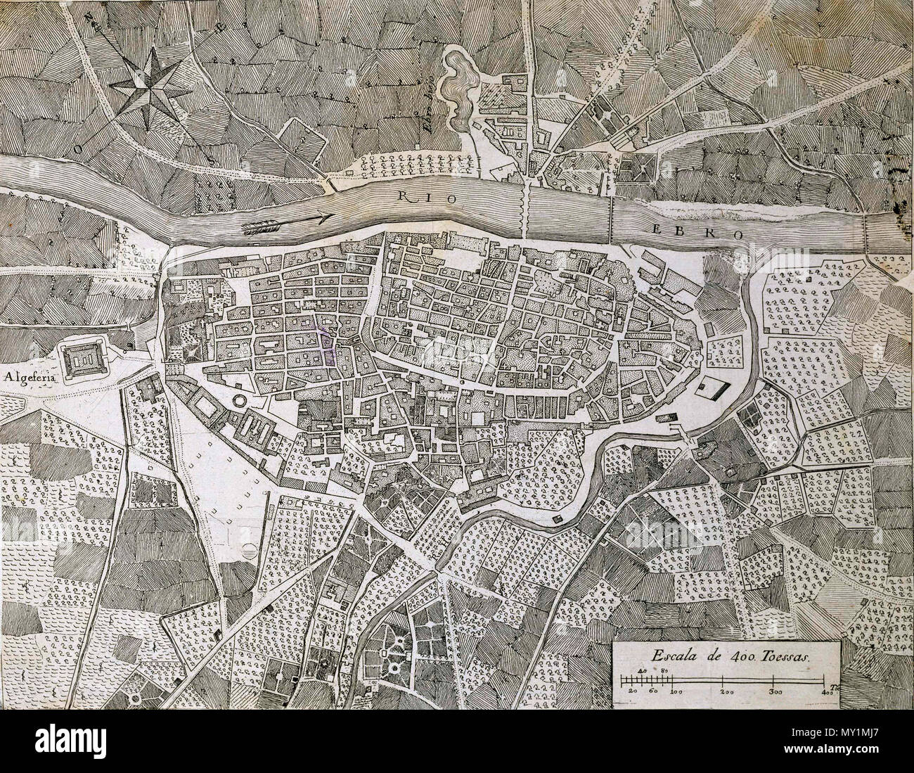 426 Plano topográfico de la Ciudad de Zaragoza Foto Stock