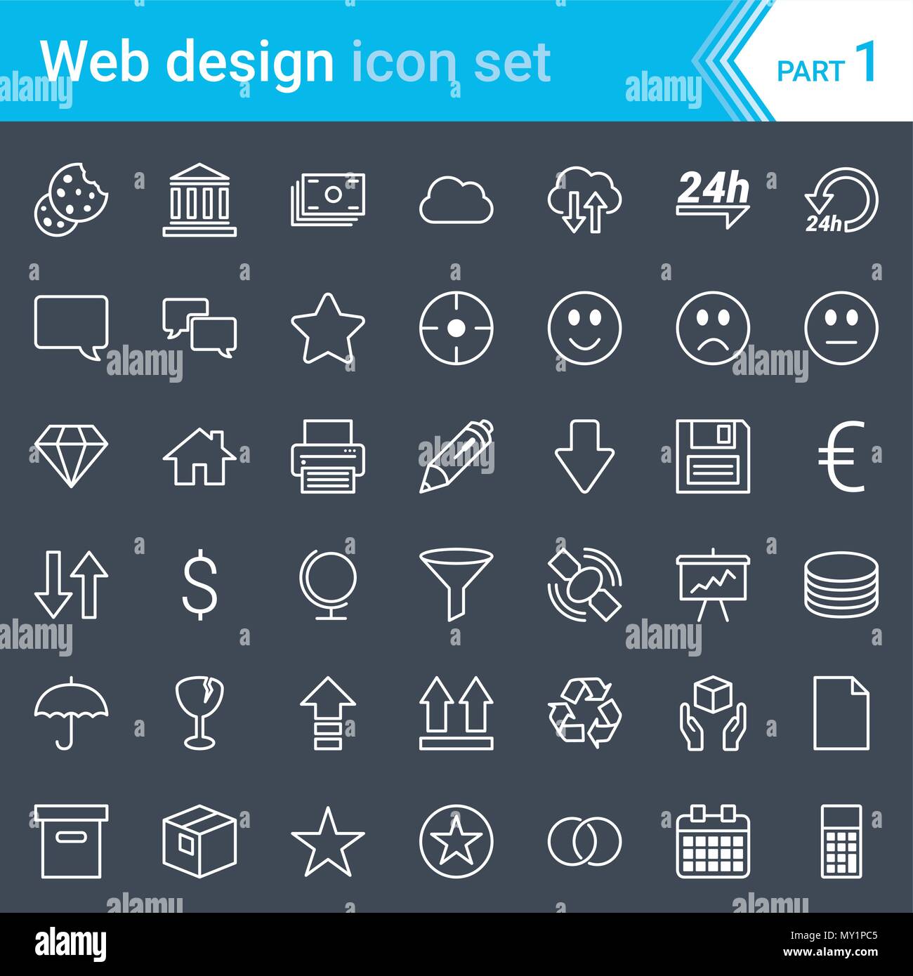 Moderno in posizione di fine corsa, web design, SEO e icone di sviluppo isolato su sfondo scuro. Illustrazione Vettoriale