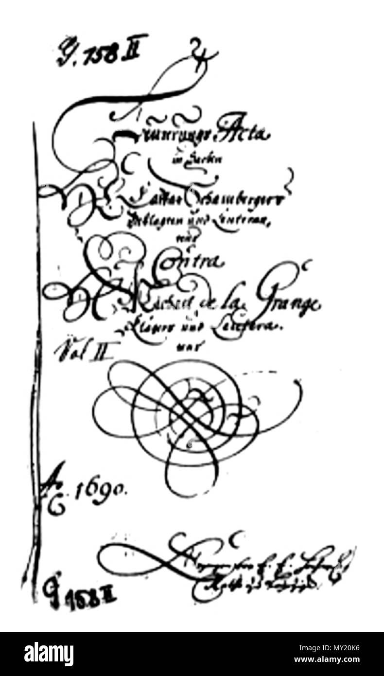 . Prozeßakte (Caspar) Schamberger vs La Grange. . Prenota, Heydick (1990), p. 39 476 Schamberger vs La Grange Foto Stock