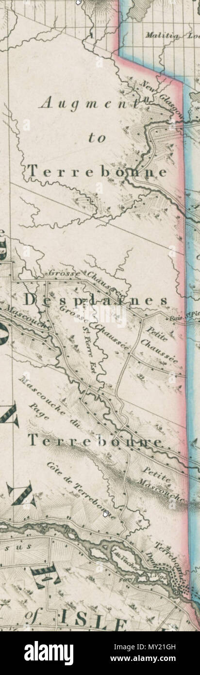 . Français : Seigneurie de Terrebonne en 1831 d'après la carte du district de Montréal de Joseph Bouchette. 9 agosto 2014, 19:29:23. Joseph Bouchette 480 Seigneurie de Terrebonne en 1831 Foto Stock