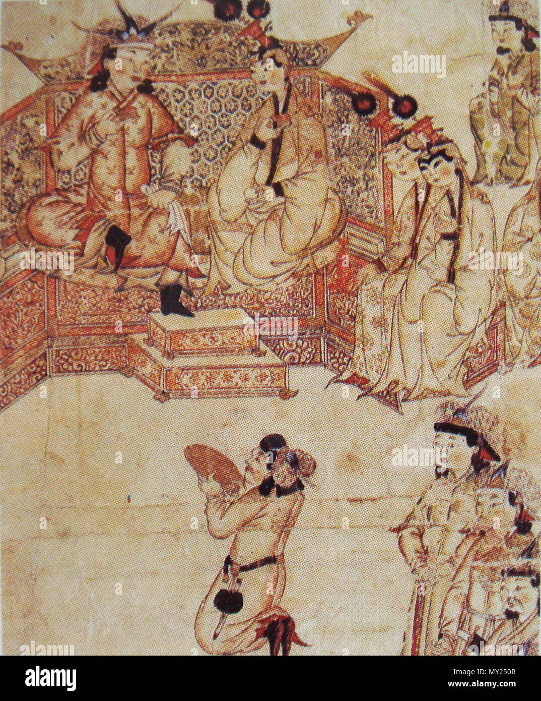 . Inglese: Ghazan con mia moglie presso la sua corte. Documento mongolo, fine del XIII secolo. Fonte: Hachette Atlas Histoire de l'Humanite (1989) . la fine del XIII secolo. Ignoto autore mongolo Ghazan 210 con la moglie presso la sua corte Foto Stock