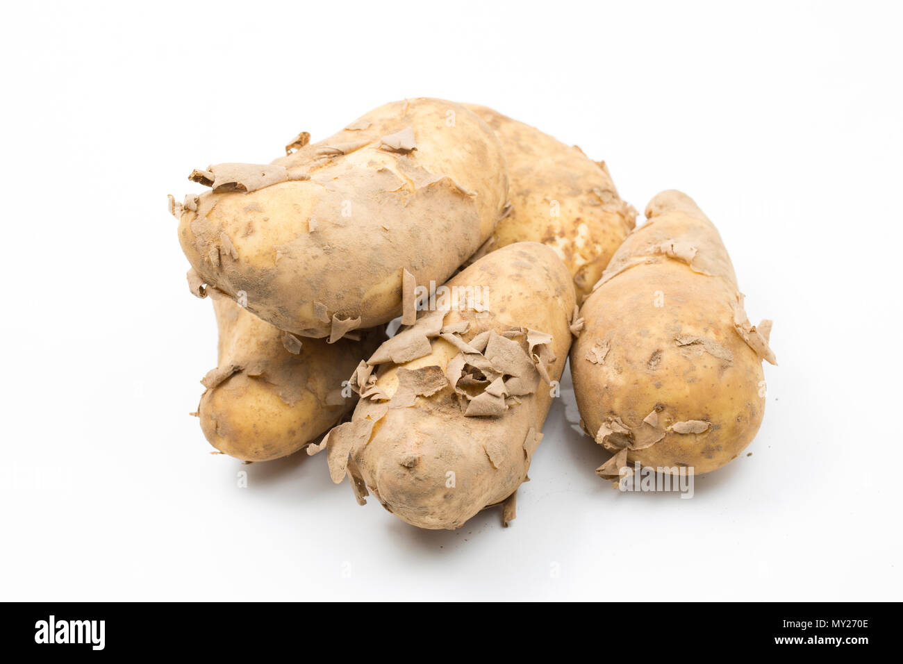 Jersey Royal patate di primizia acquistato da un supermercato. Il Dorset England Regno Unito GB Foto Stock