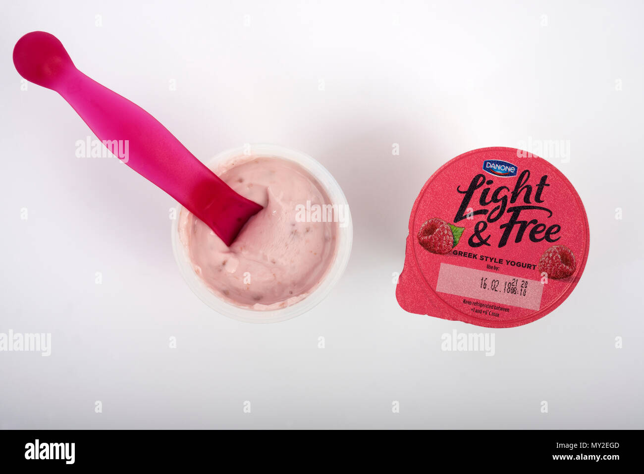 Luce di Danone e libera in stile greco yogurt Foto Stock