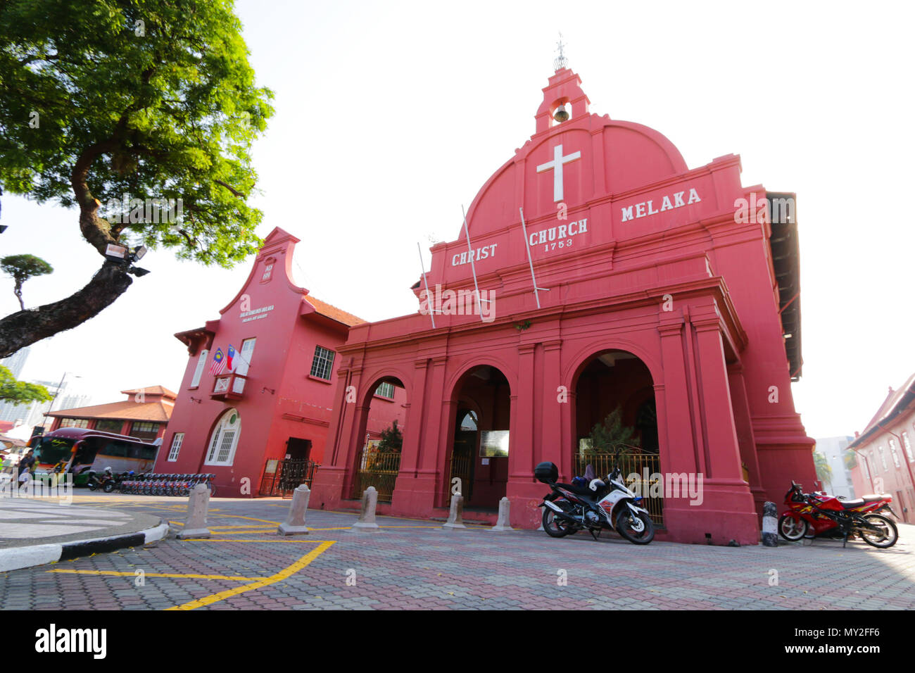 Close-up dipinte di rosso la Chiesa di Cristo in Malacca Foto Stock