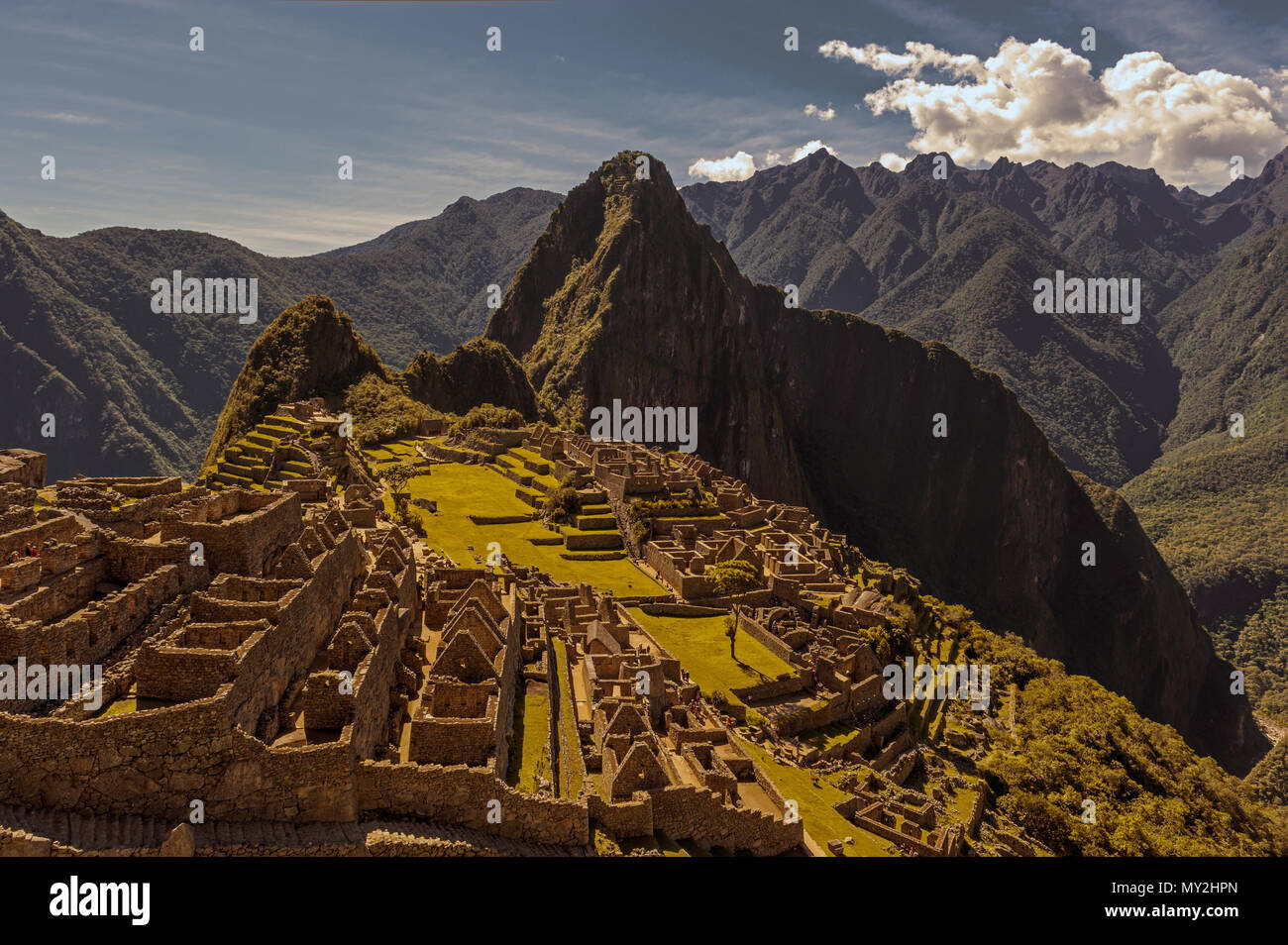 Vintage fotografia della Città perduta degli Inca di Machu Picchu, nella sacra Valle di Urubamba vicino a Cusco, Perù, Sud America. Foto Stock
