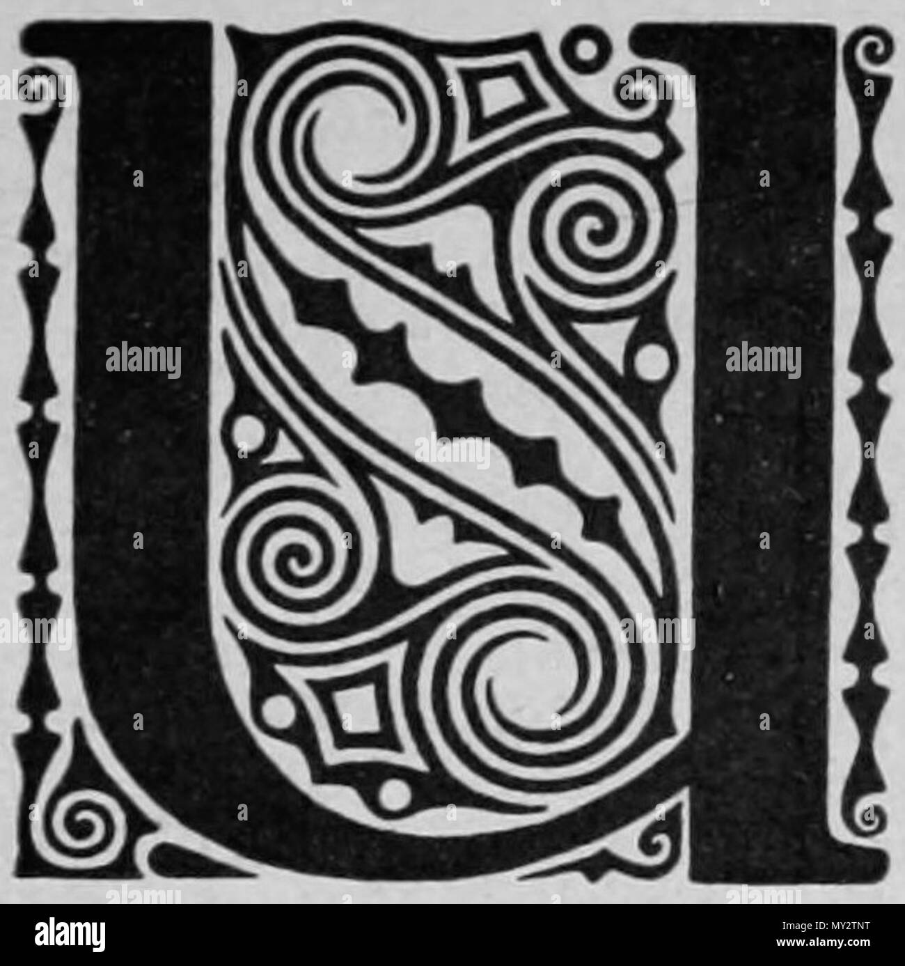 . Français : la lettre U, initiale ornée . 1909. Anonimo 529 Tietosanakirja initiale U Foto Stock