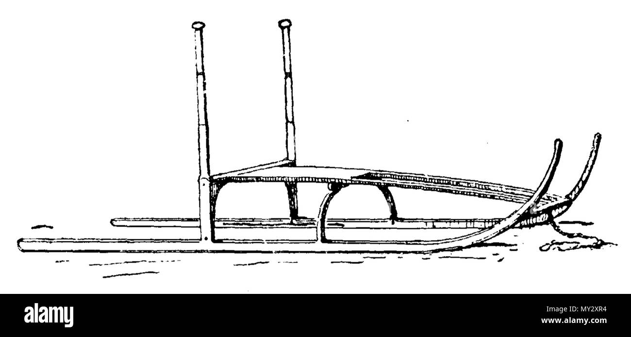. Svenska: Sparkstötting. Bild från Nordisk Familjebok, banda 15, SP 557, Uggleupplagan. Artikeln 'Kälkåkning'. 1911. Nordisk Familjebok 539 Ugglan 0297 Sparkstoetting Foto Stock